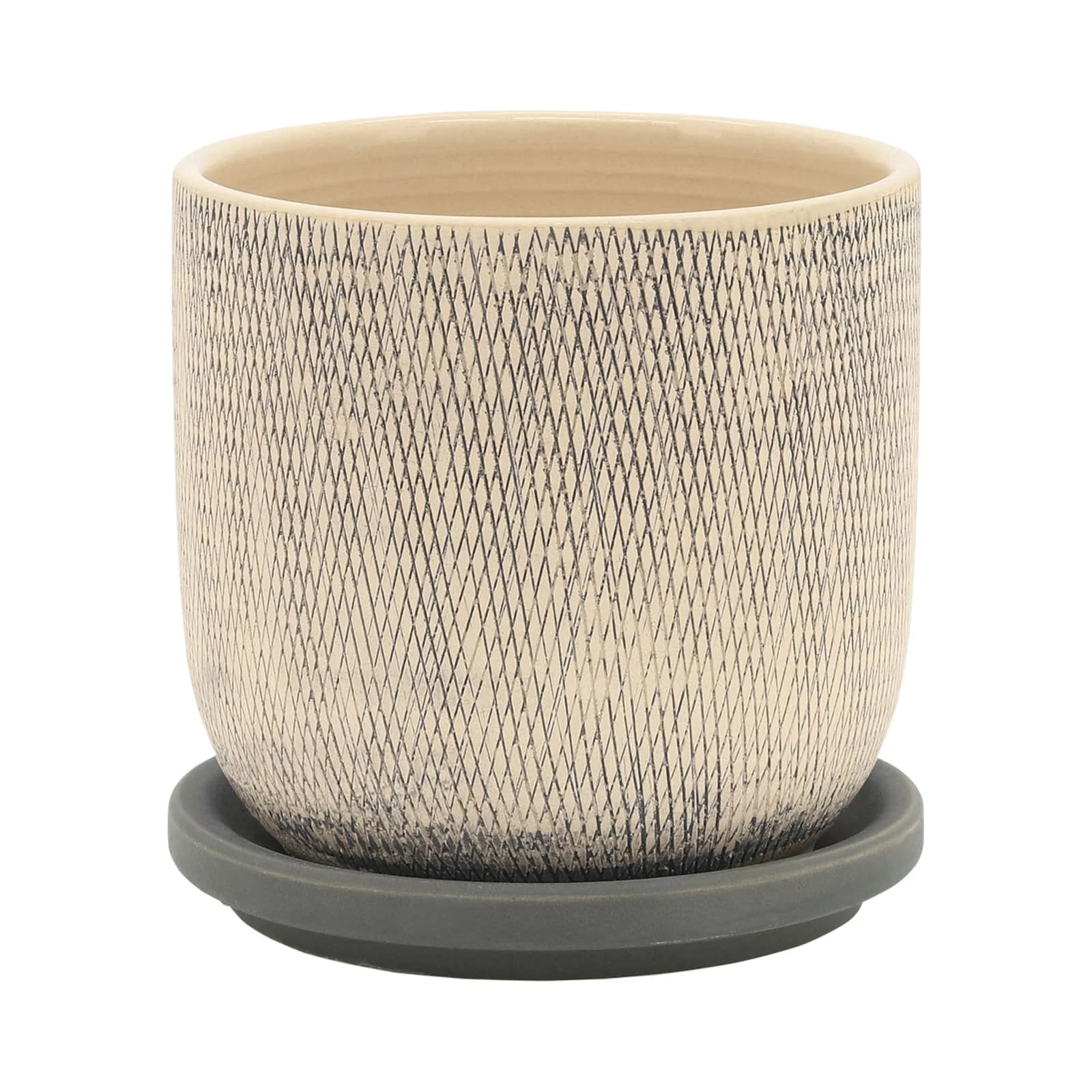 S/2 5/6" Mesh Planter W/ Saucer, Gray - Image 2