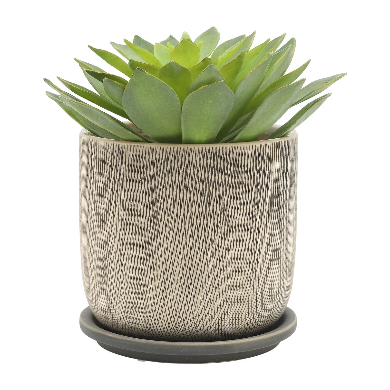 S/2 5/6" Mesh Planter W/ Saucer, Gray - Image 6