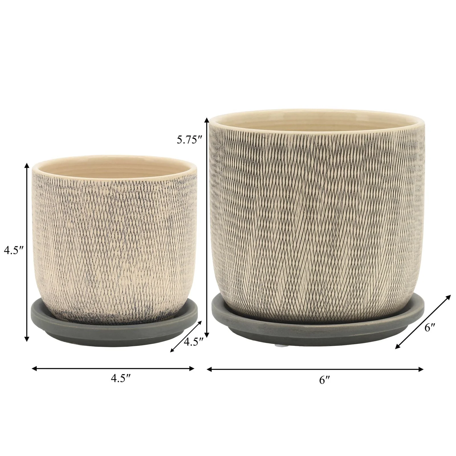 S/2 5/6" Mesh Planter W/ Saucer, Gray - Image 9