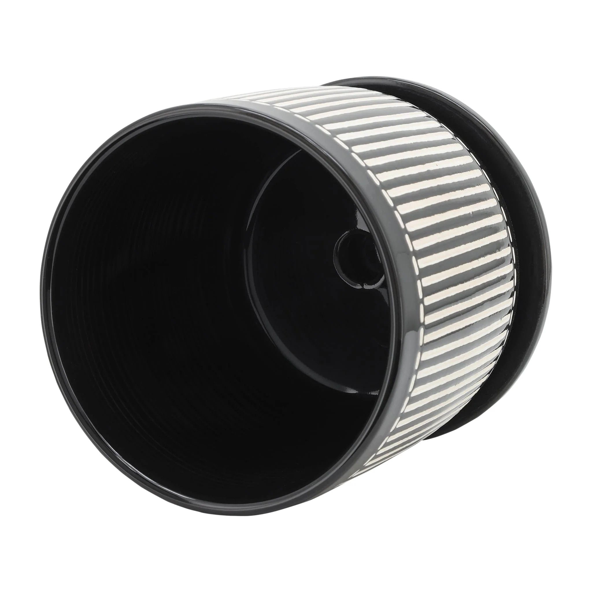 S/2 5/6" Vertical Lines Planter W/ Saucer, Black - Image 5