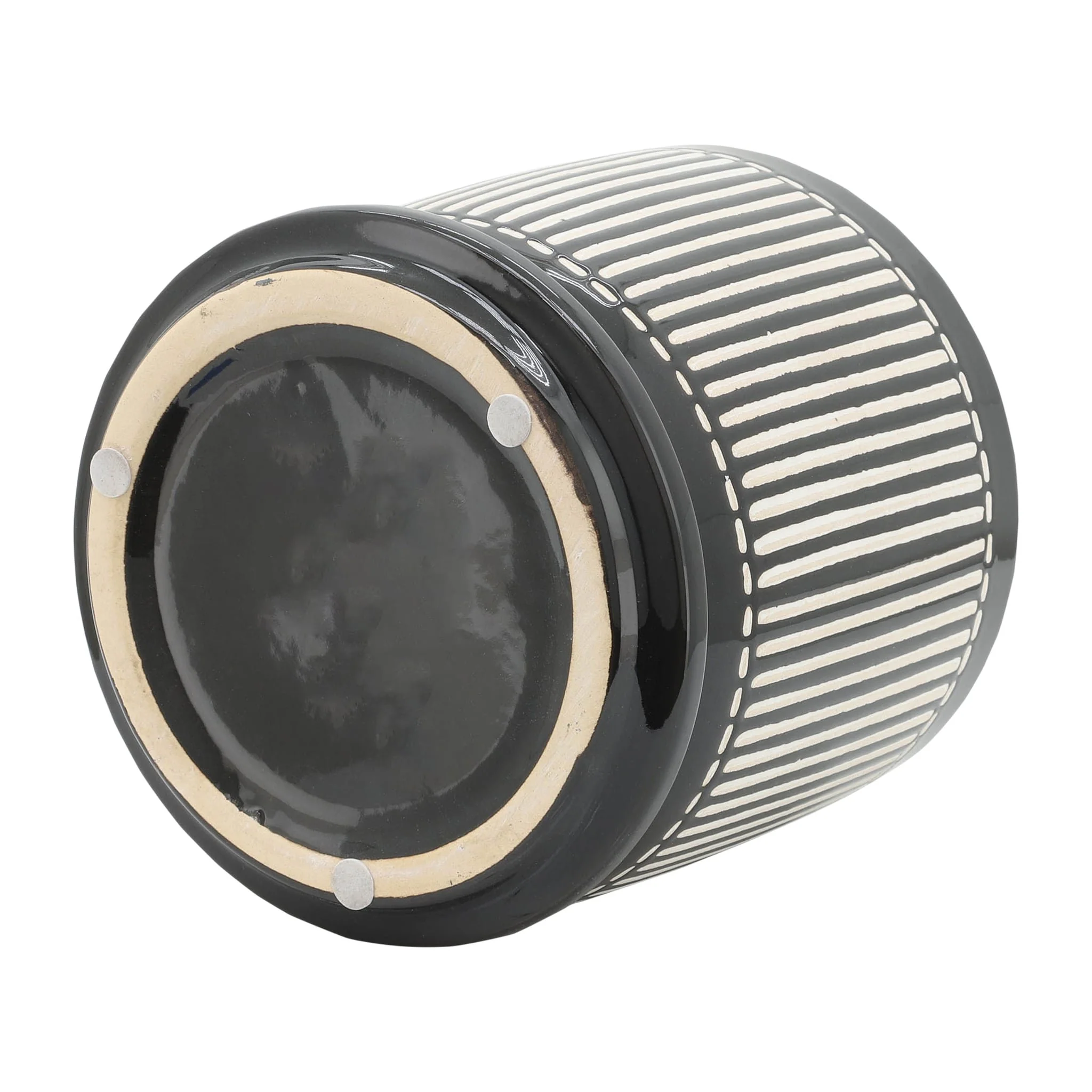 S/2 5/6" Vertical Lines Planter W/ Saucer, Black - Image 6