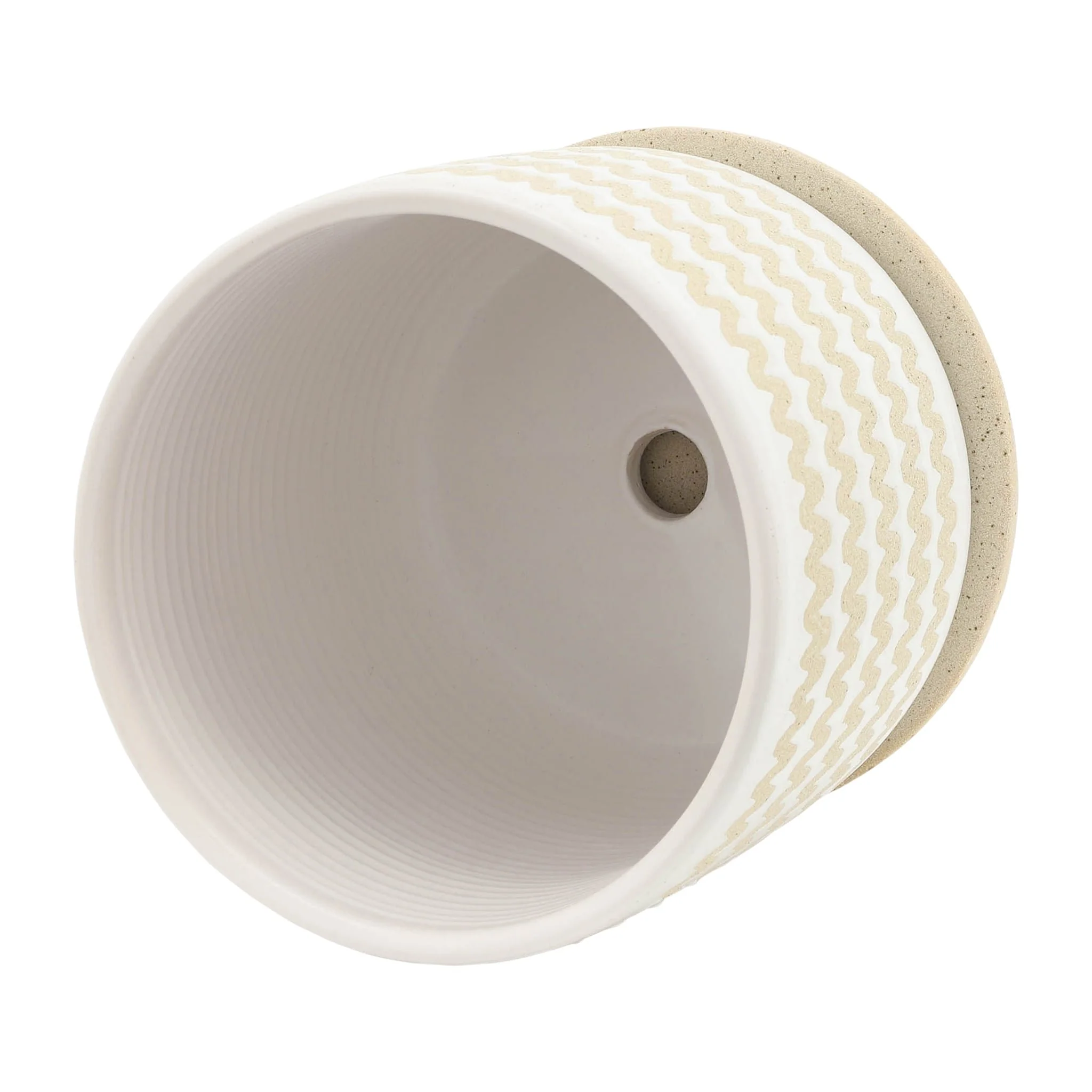 S/2 5/6" Zig-zag Planter W/ Saucer, White - Image 7