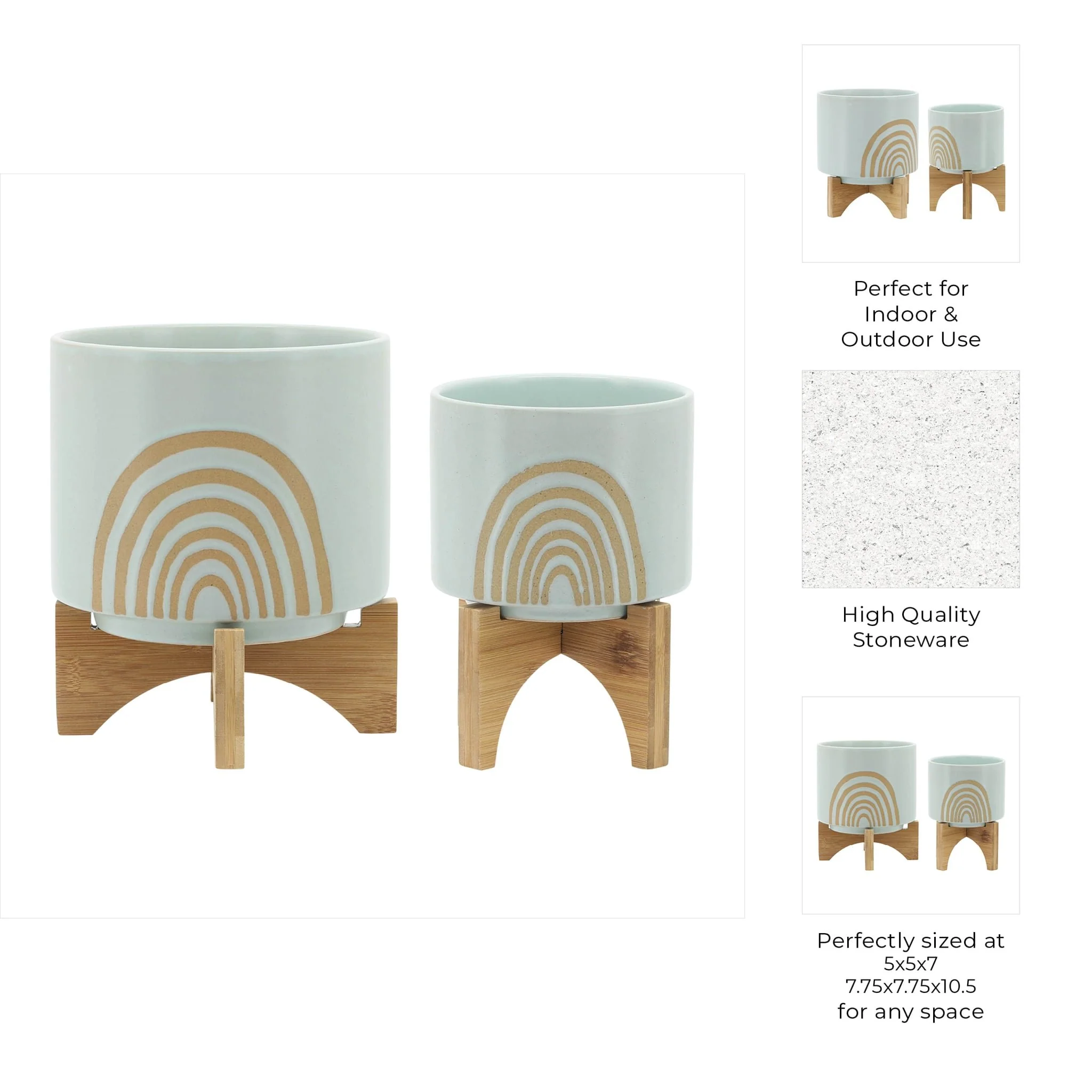 S/2 5/8" Arch Planter W/ Stand, Mint - Image 9