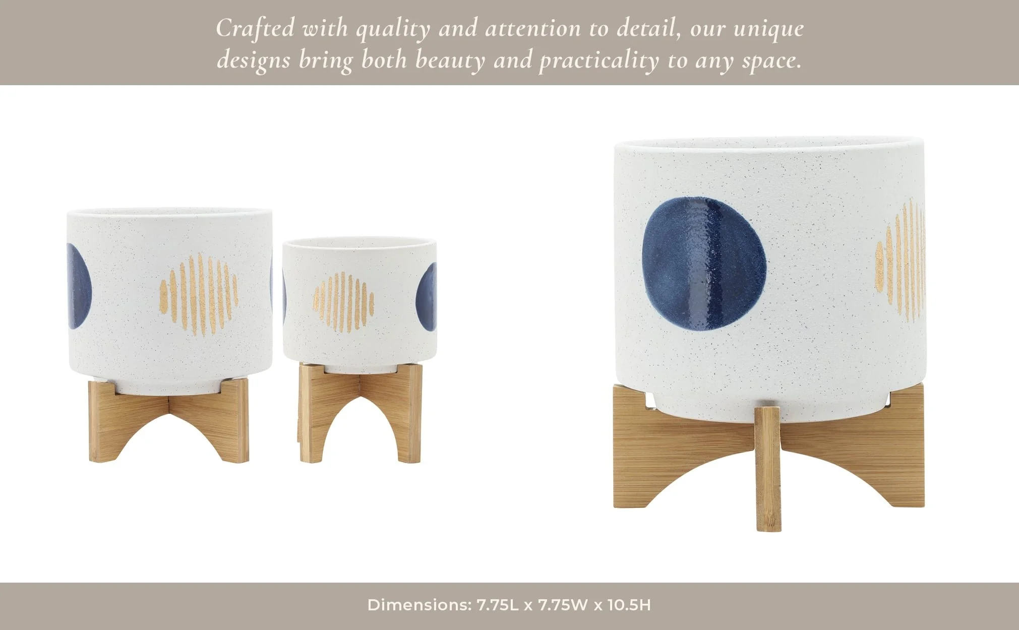 S/2 5/8" Funky Planter W/ Stand, White - Image 13