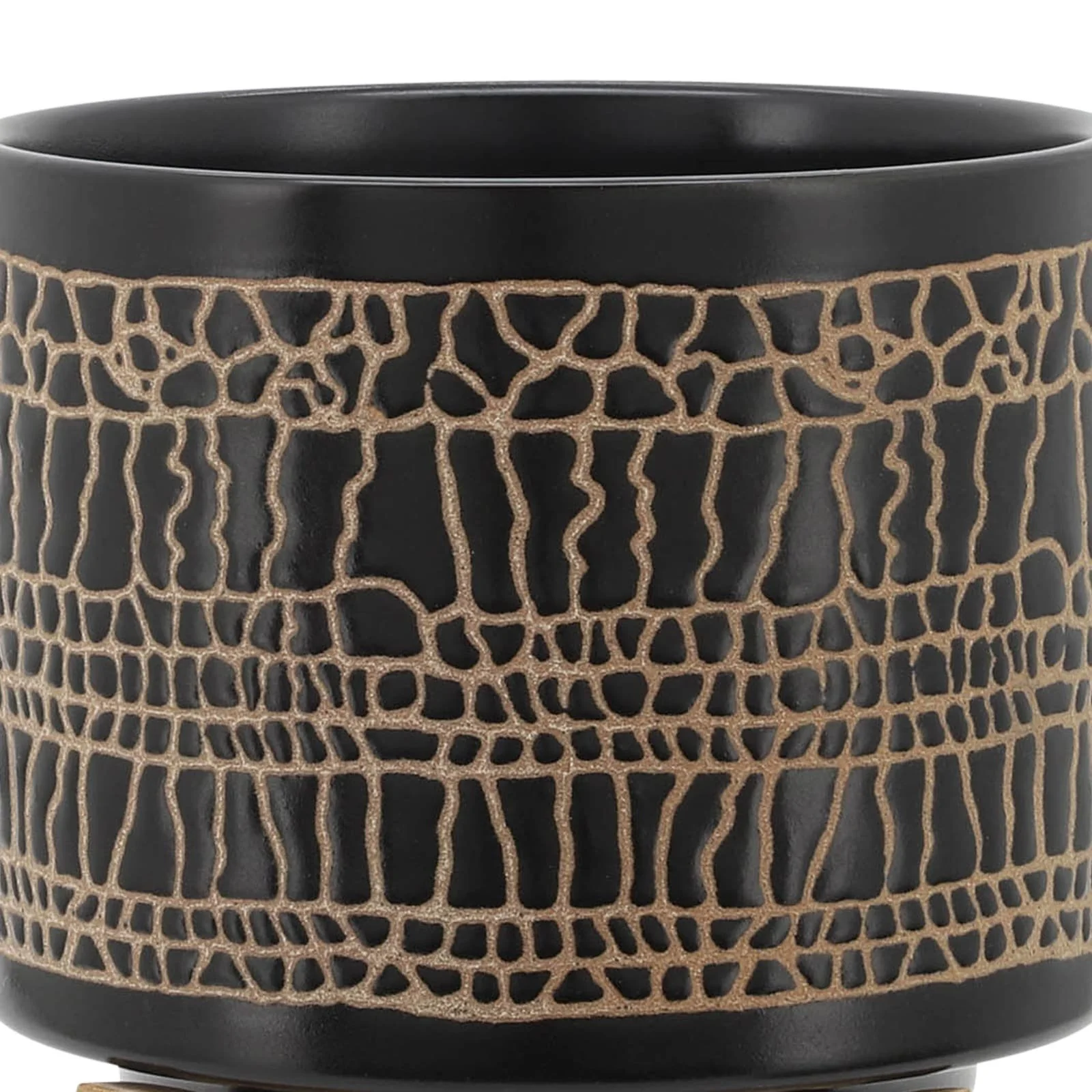 S/2 5/8" Glazed Planter W/ Stand, Black - Image 7