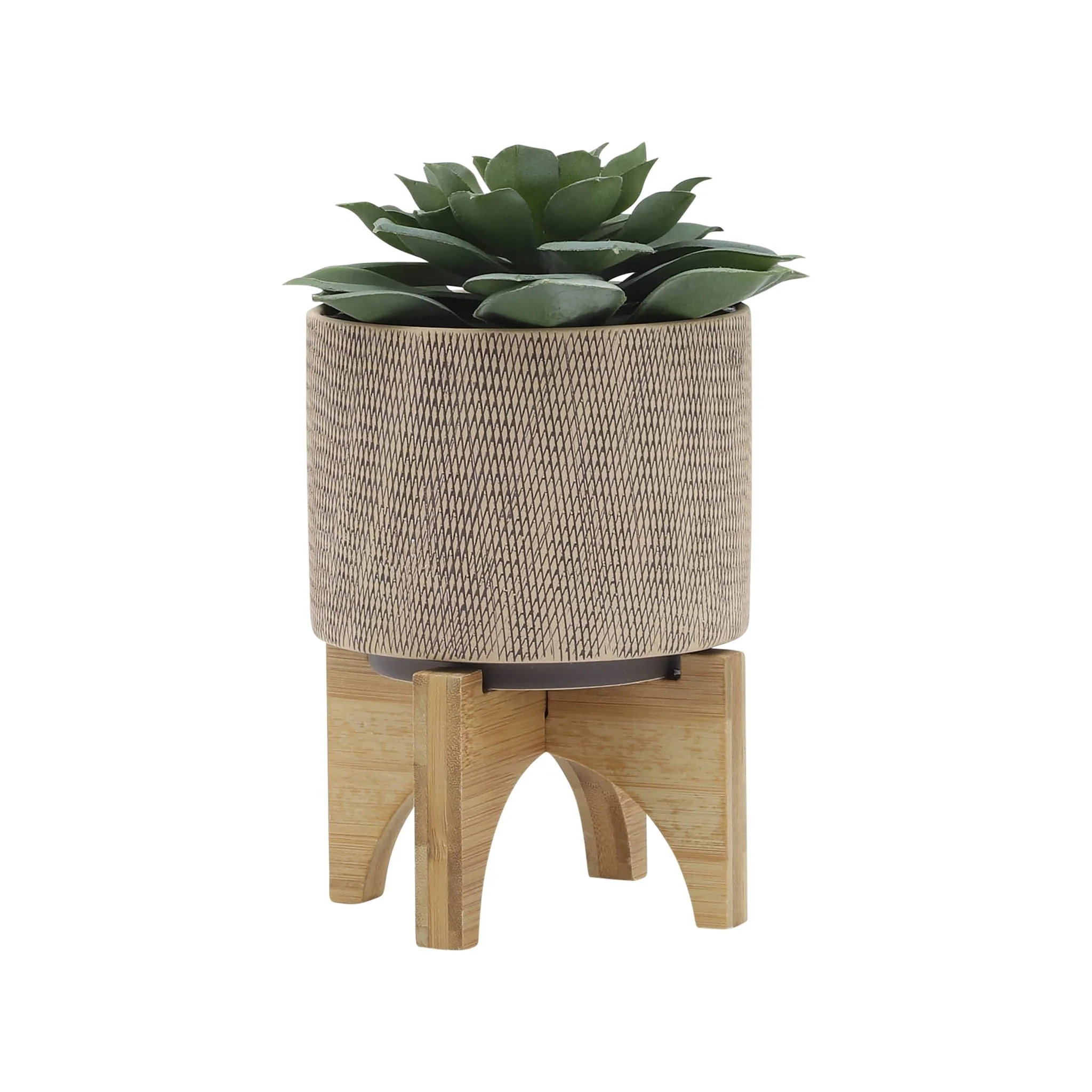 S/2 5/8" Mesh Planter W/ Stand, Tan - Image 3