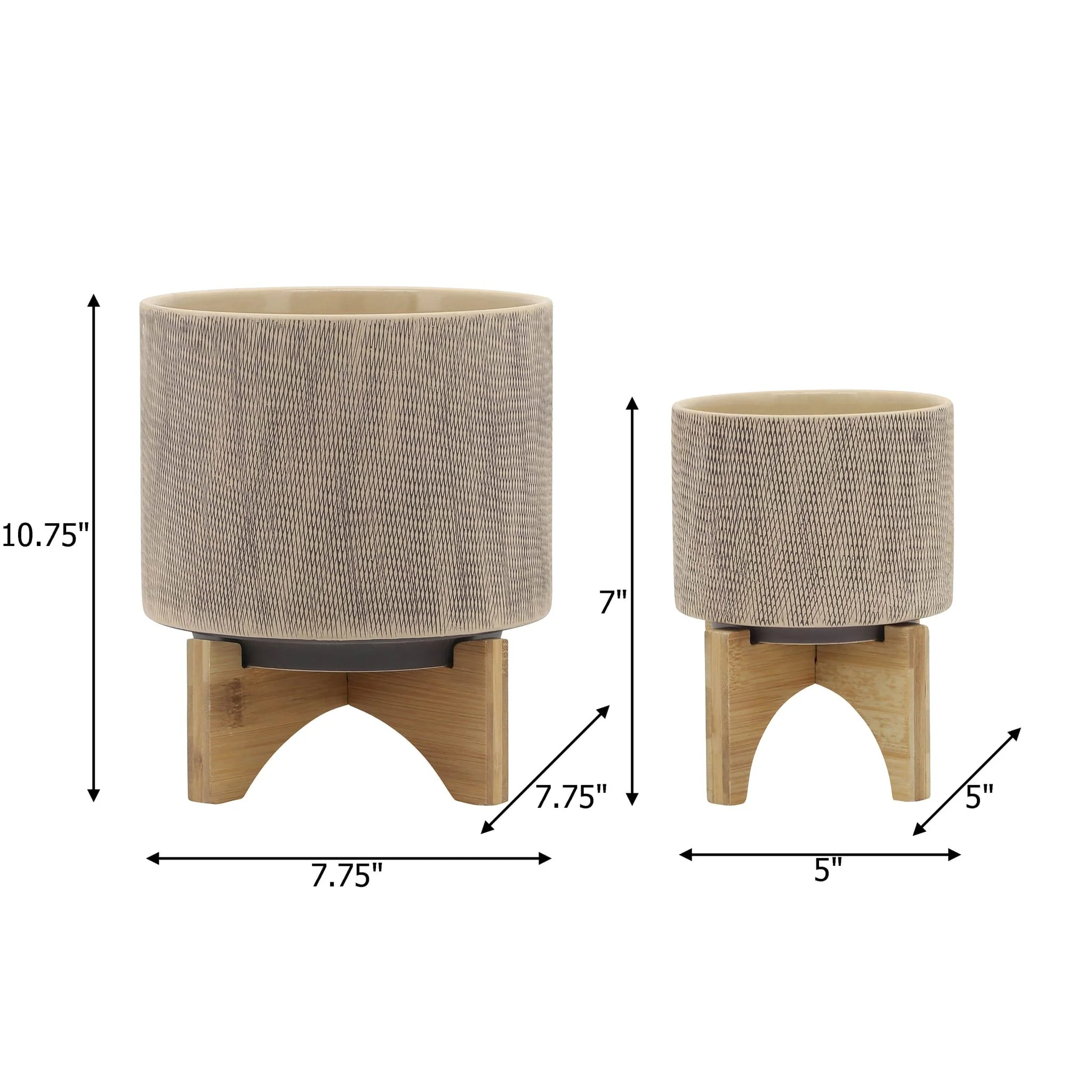 S/2 5/8" Mesh Planter W/ Stand, Tan - Image 8