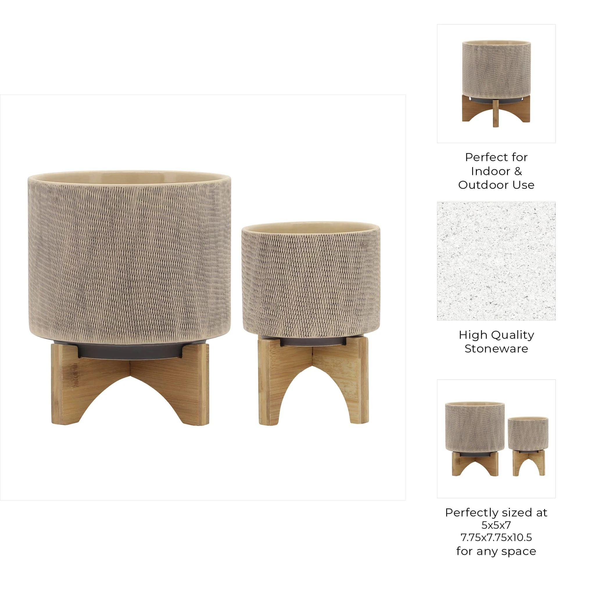 S/2 5/8" Mesh Planter W/ Stand, Tan - Image 9