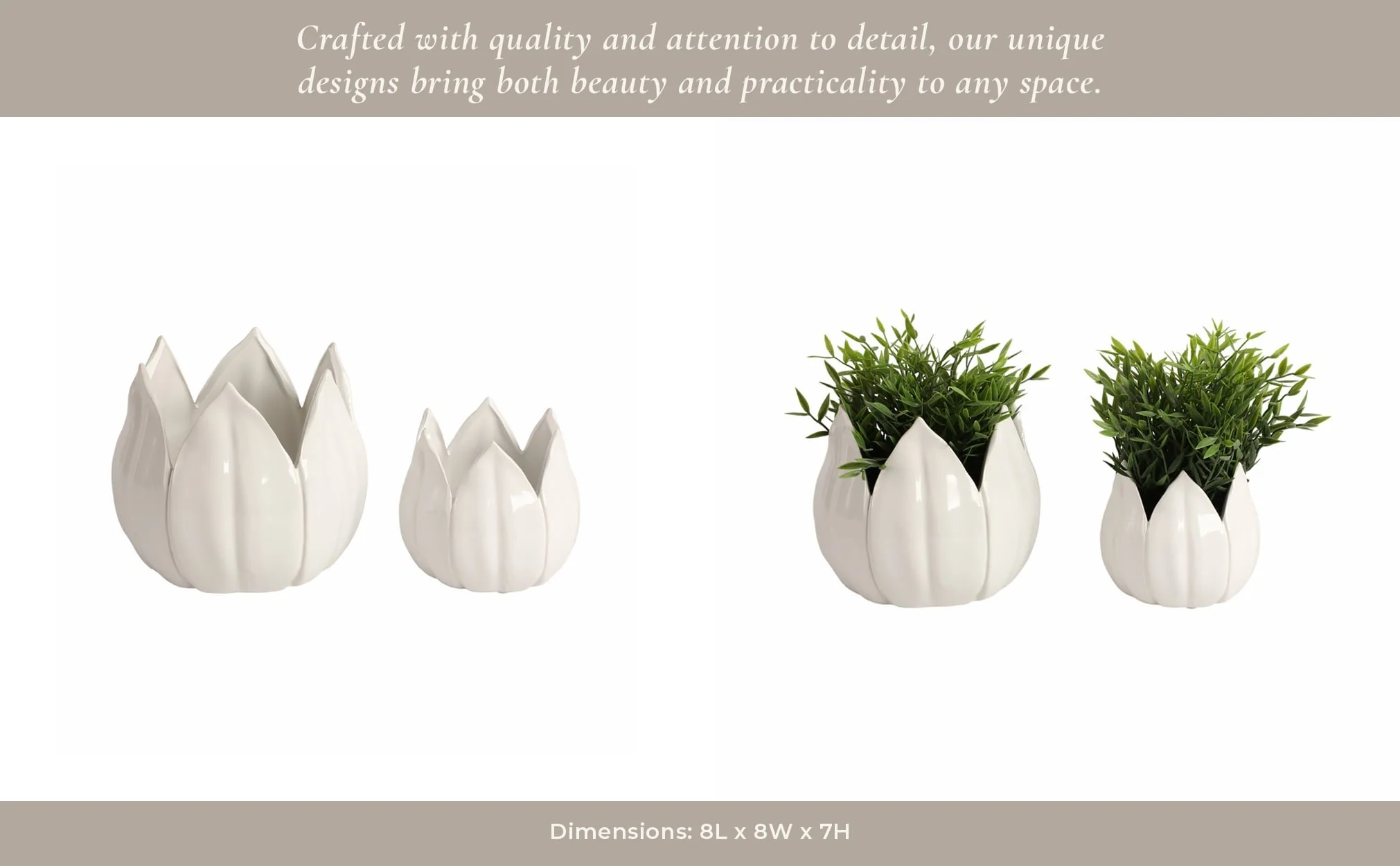 S/2 5/8" Petal Planters, White - Image 10