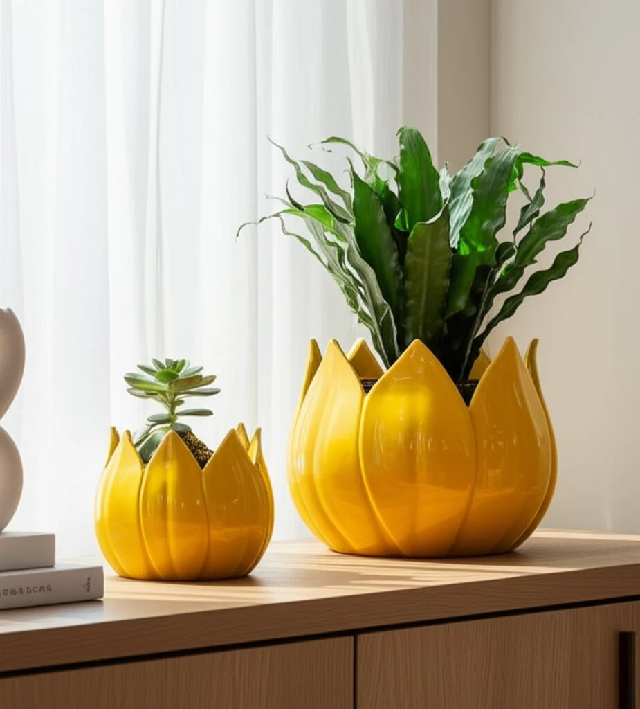 S/2 5/8" Petal Planters, Yellow - Image 10