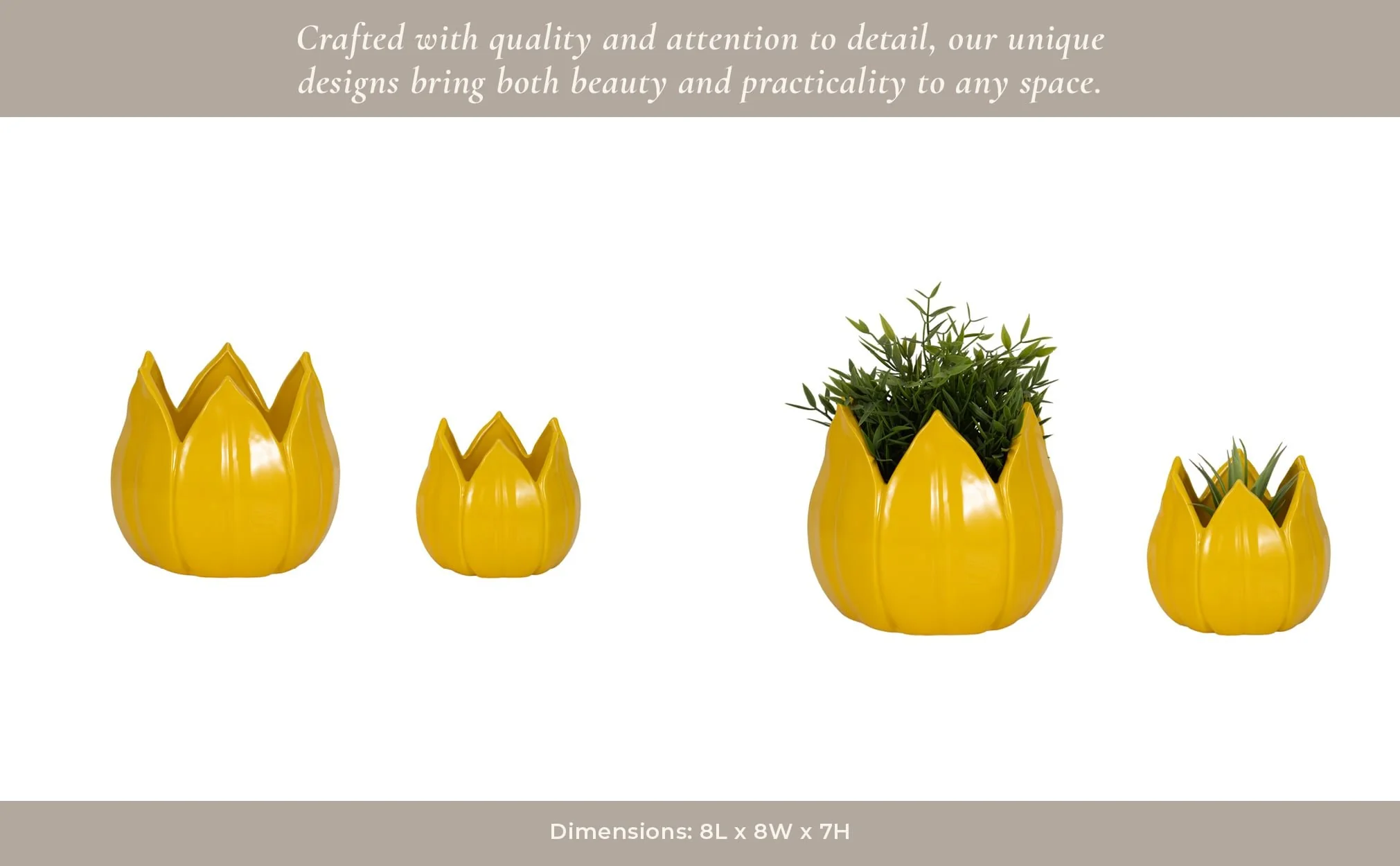 S/2 5/8" Petal Planters, Yellow - Image 11