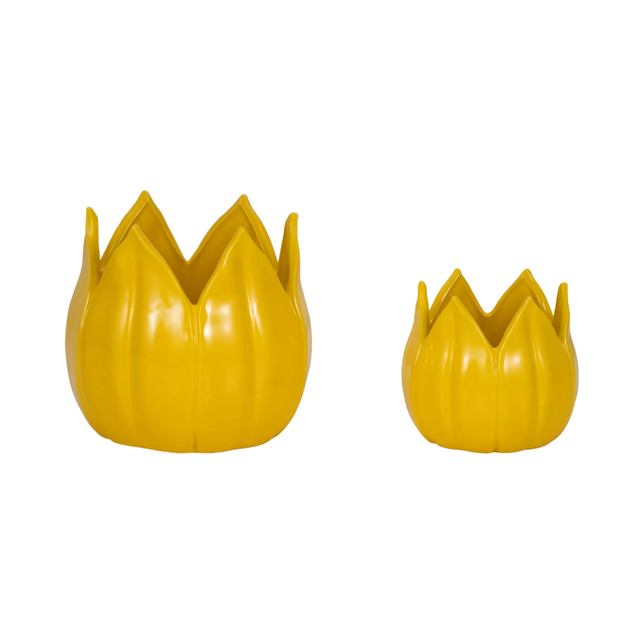 S/2 5/8" Petal Planters, Yellow - Image 3
