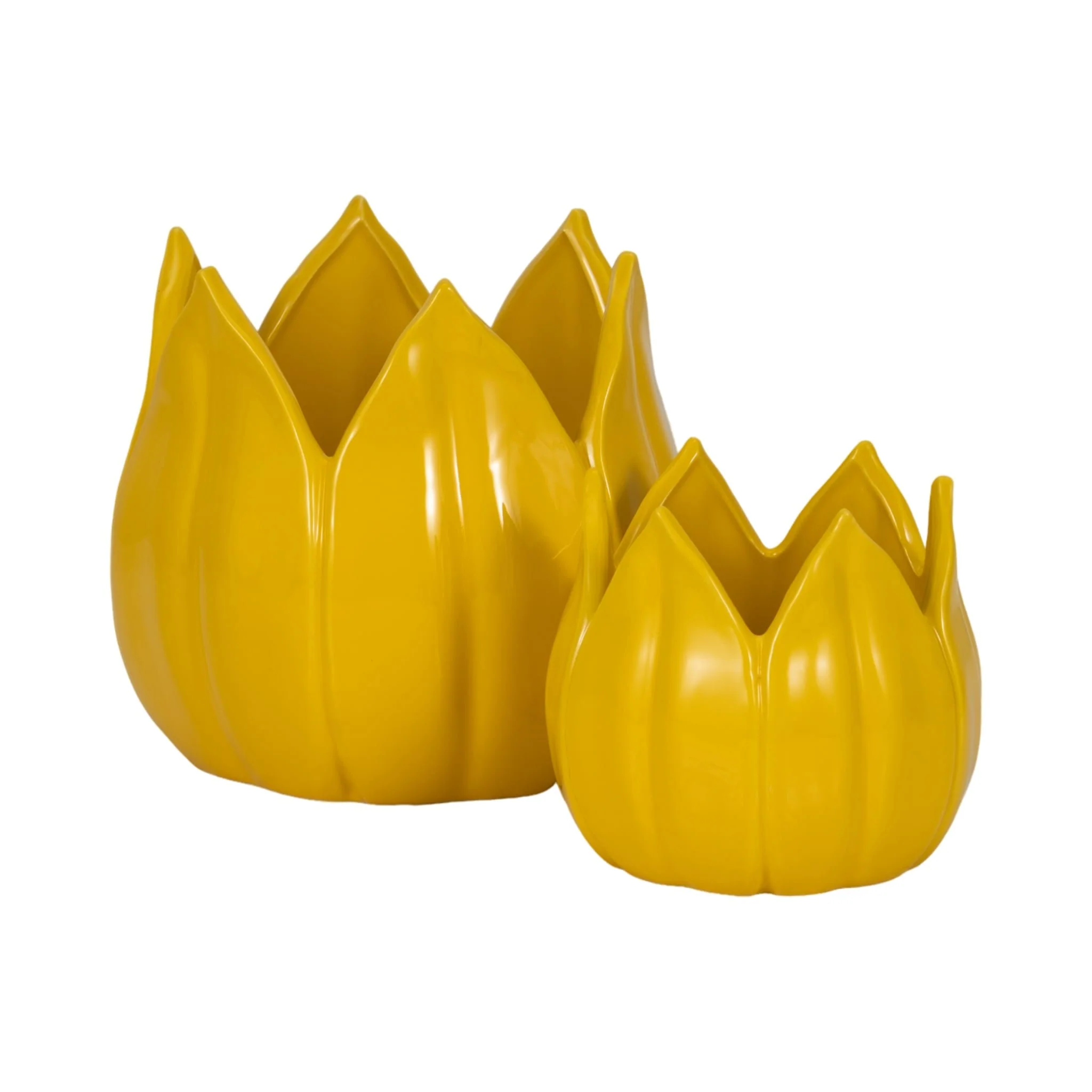 S/2 5/8" Petal Planters, Yellow - Image 4
