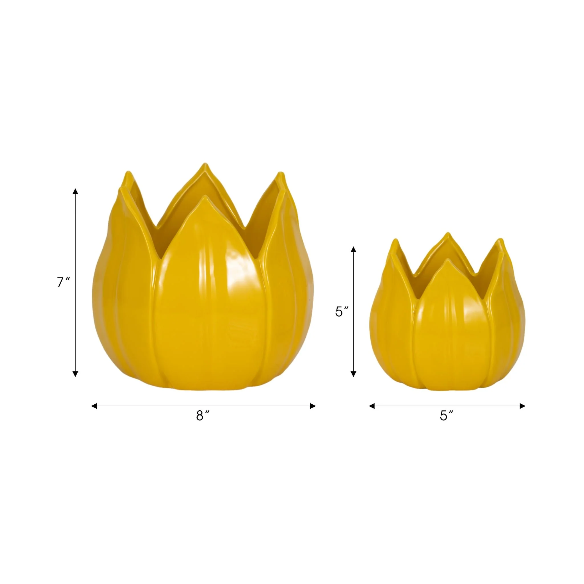 S/2 5/8" Petal Planters, Yellow - Image 8
