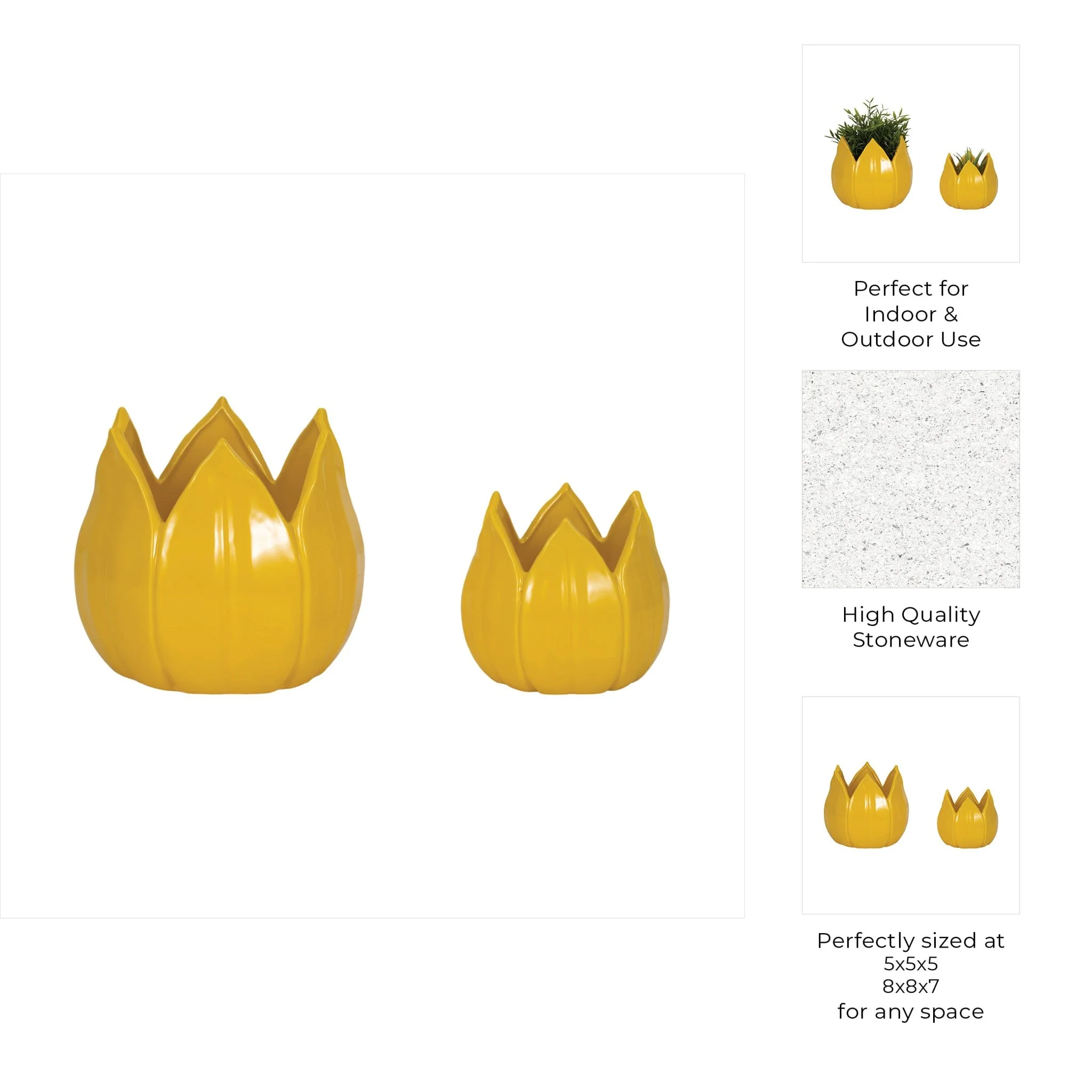 S/2 5/8" Petal Planters, Yellow - Image 9