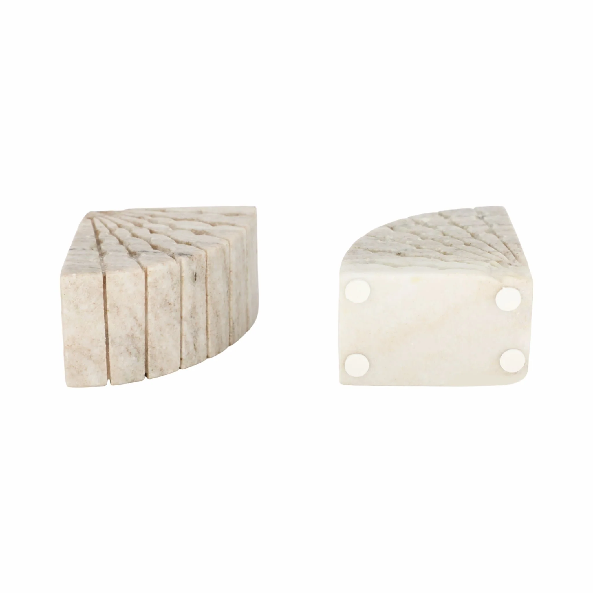 S/2 5" Semi Circle Onyx Marble Bookends, Tan - Image 6
