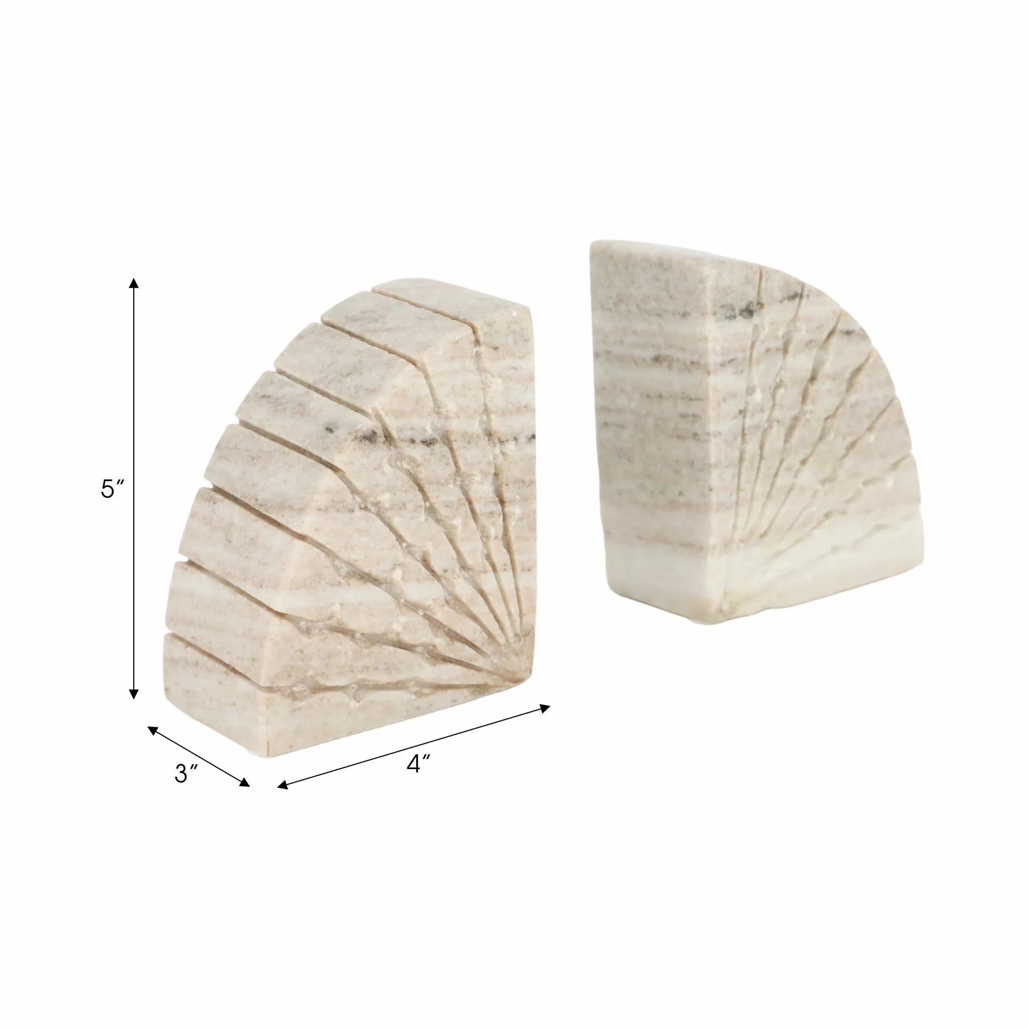 S/2 5" Semi Circle Onyx Marble Bookends, Tan - Image 7