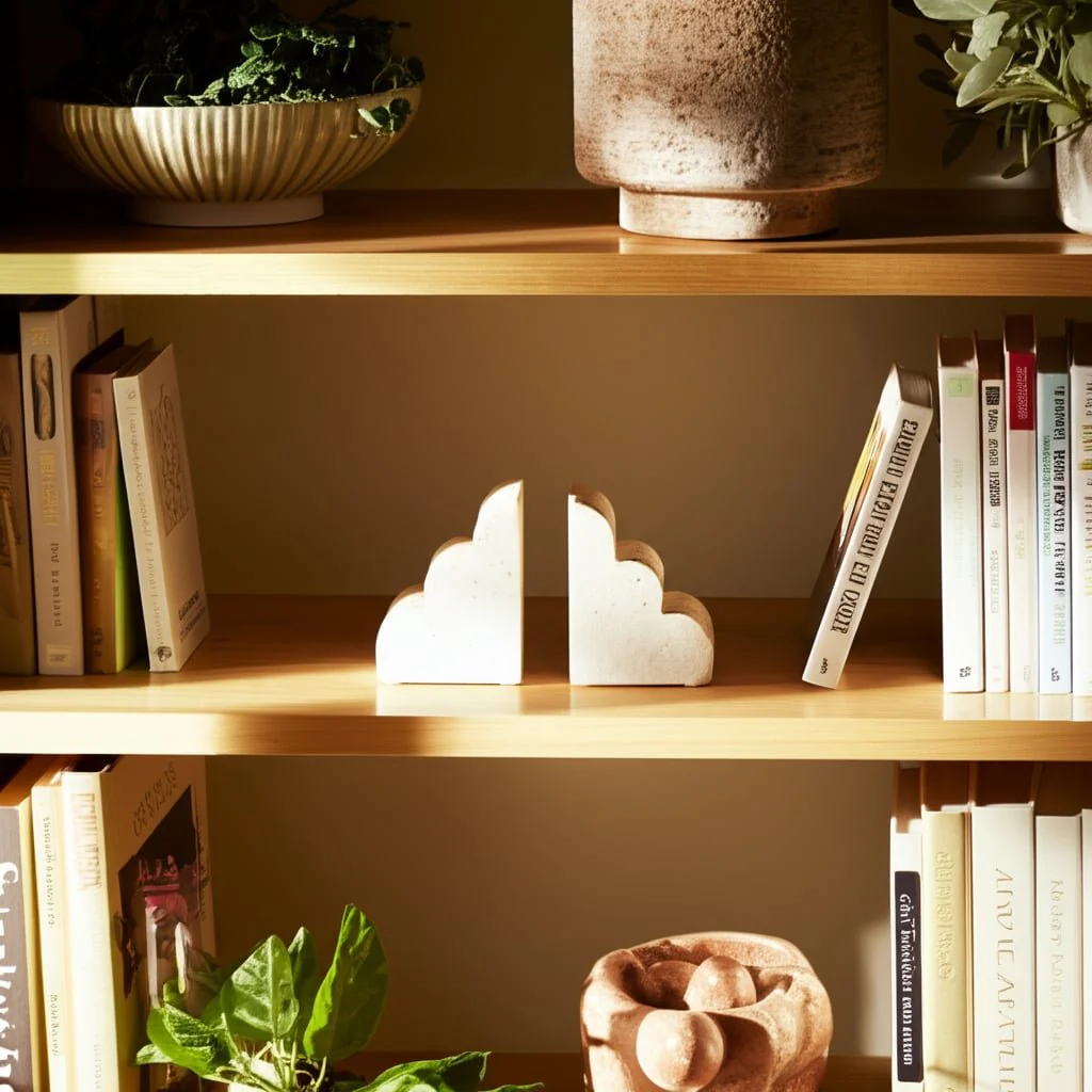 S/2 5" Travertine Cloud Bookends, Tan - Image 10