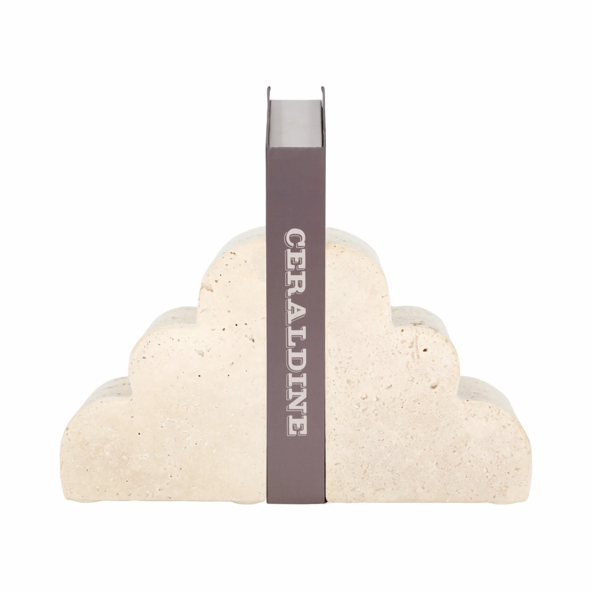 S/2 5" Travertine Cloud Bookends, Tan - Image 2