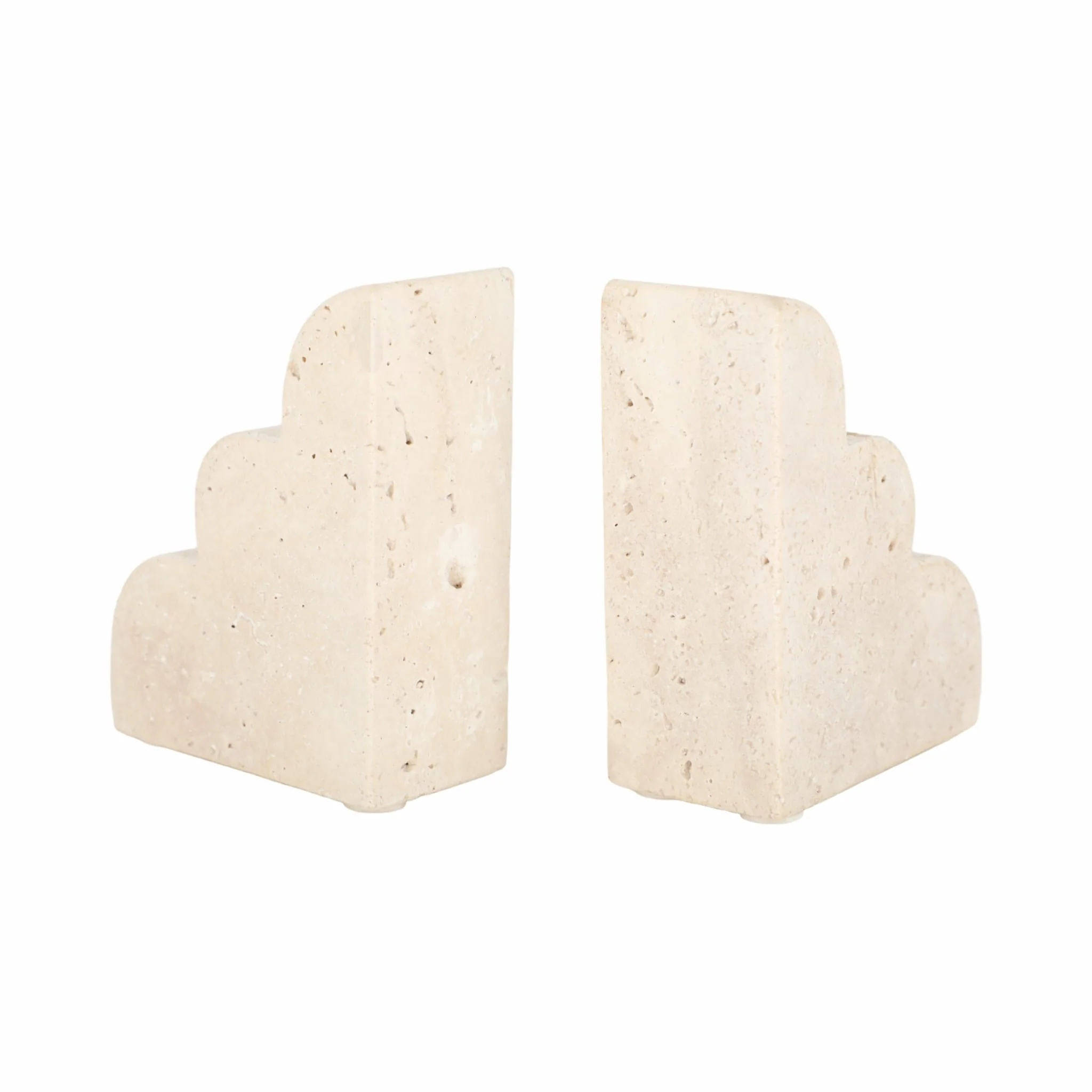 S/2 5" Travertine Cloud Bookends, Tan - Image 3