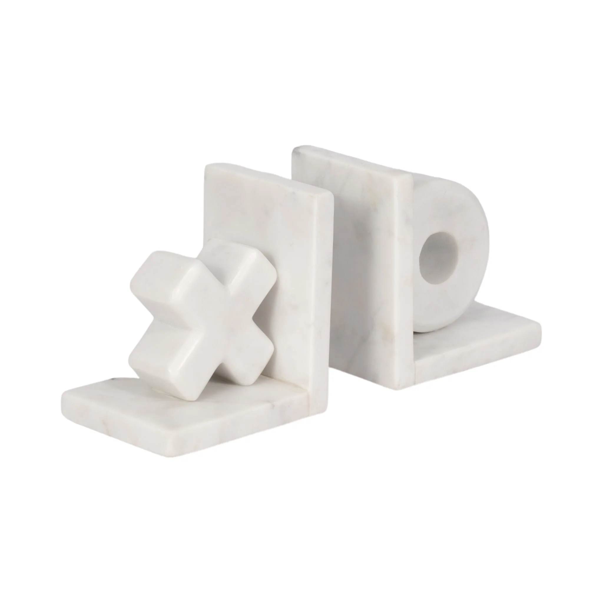 S/2 5" X & O Bookends, White - Image 3