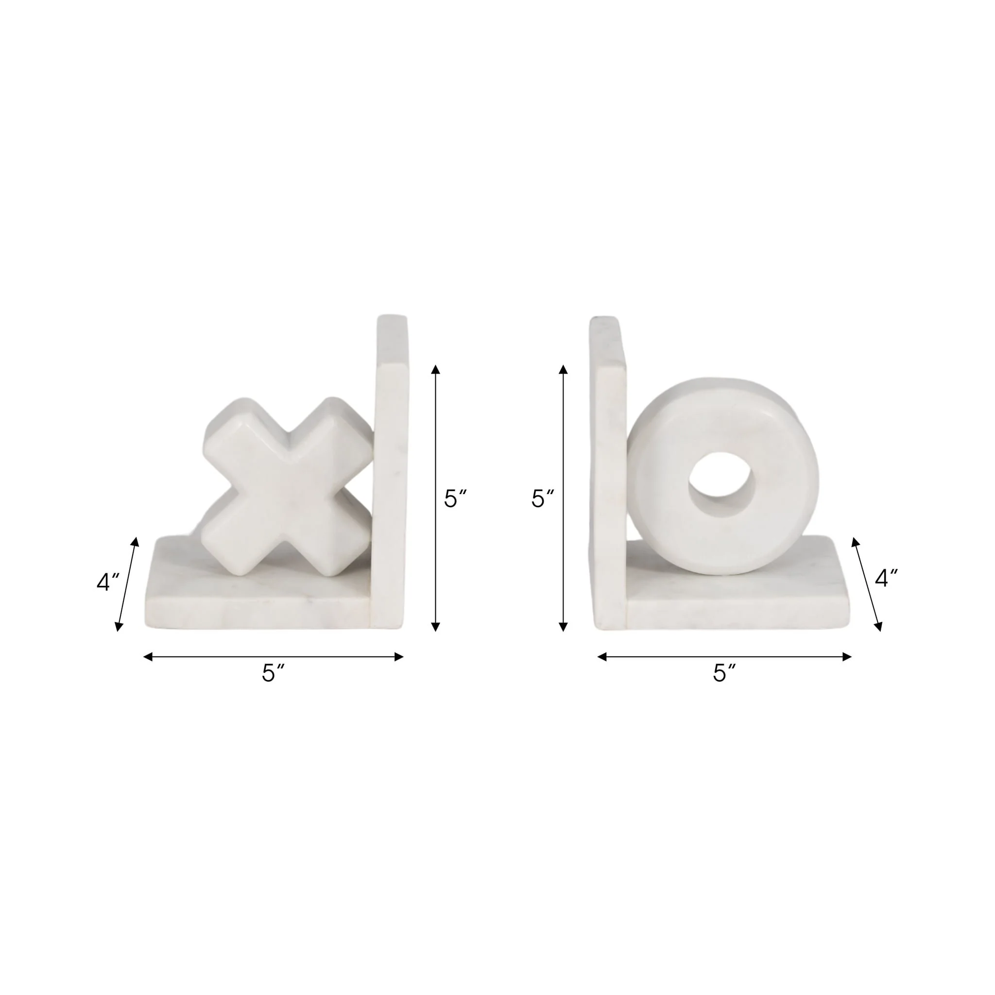 S/2 5" X & O Bookends, White - Image 7