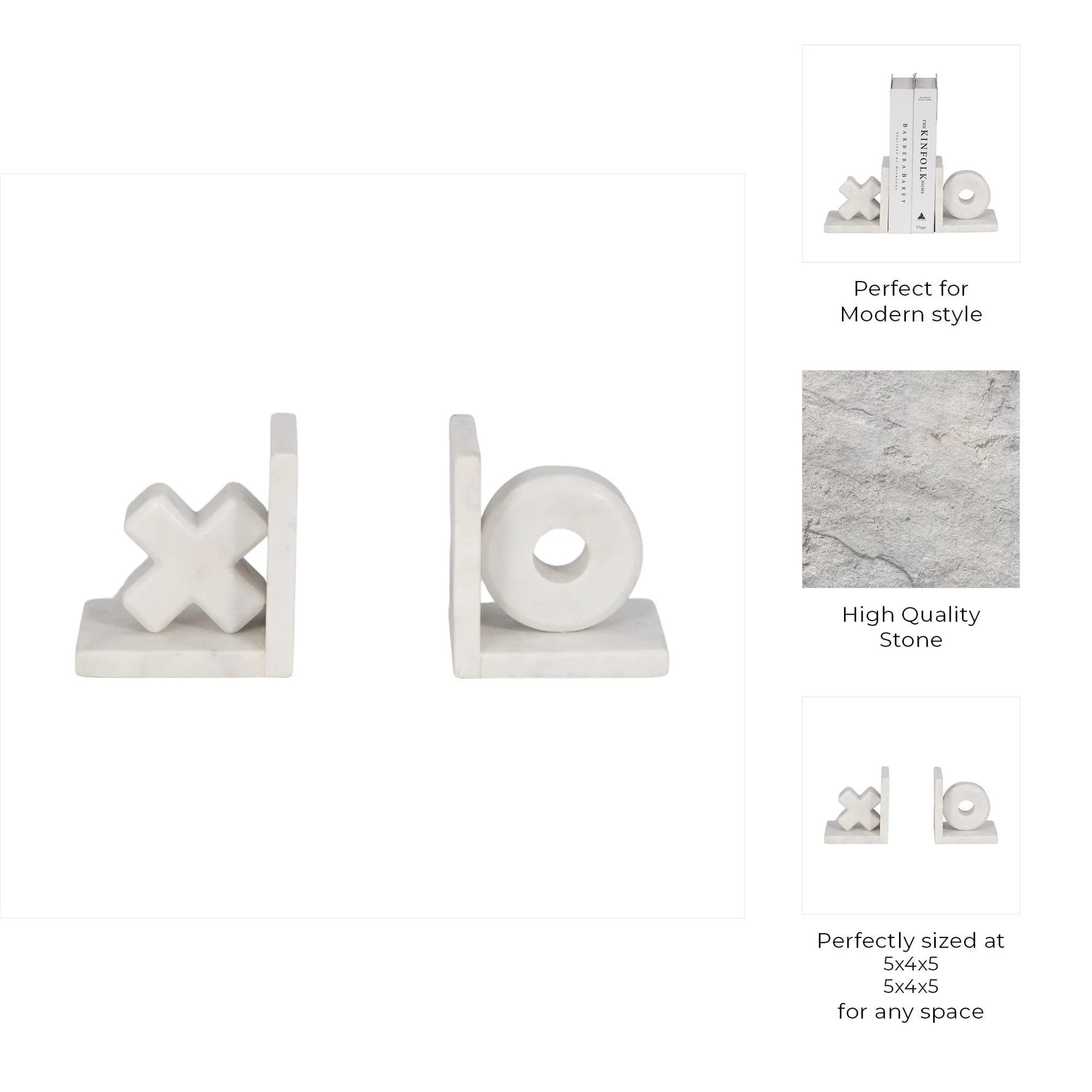 S/2 5" X & O Bookends, White - Image 8