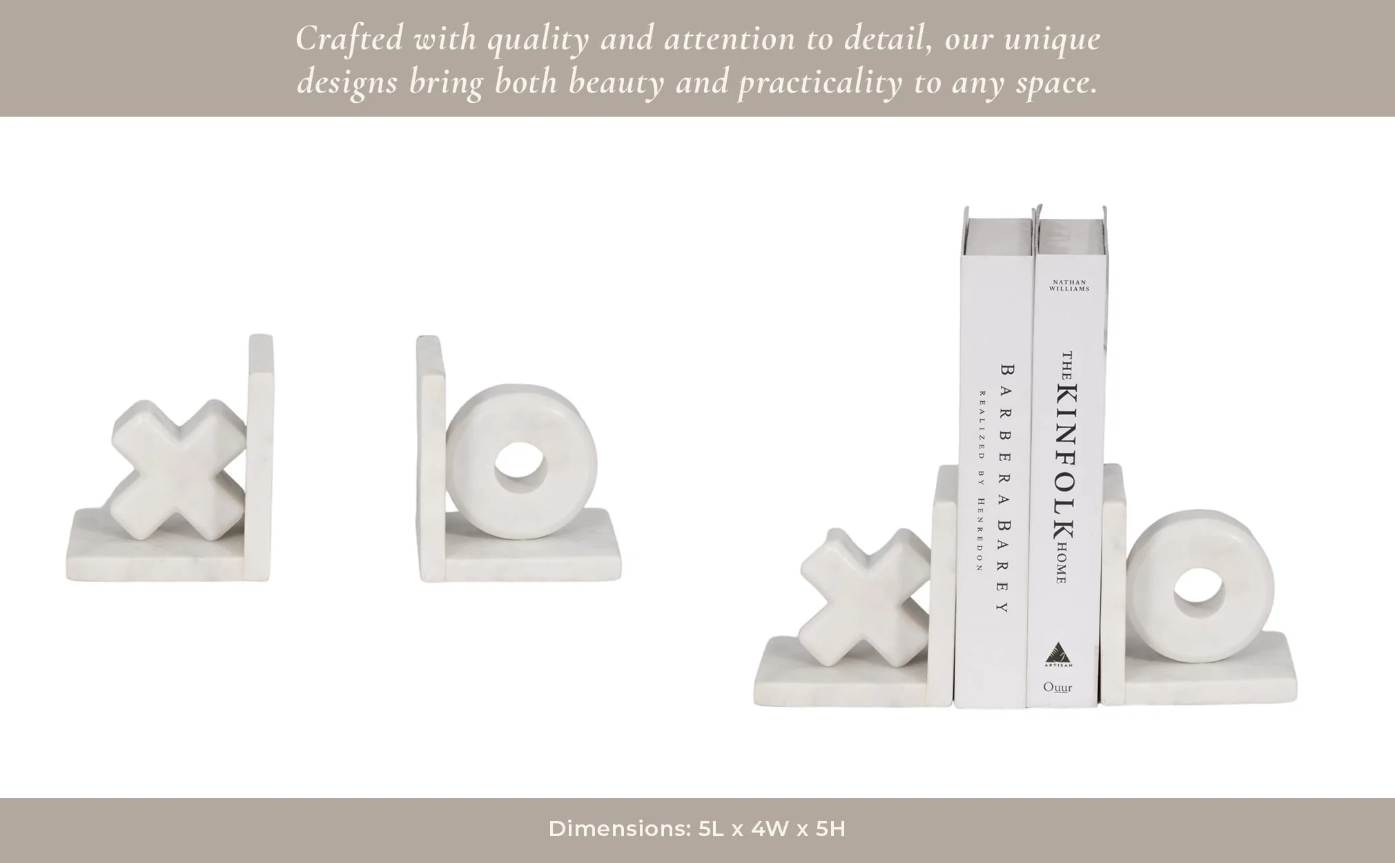 S/2 5" X & O Bookends, White - Image 9