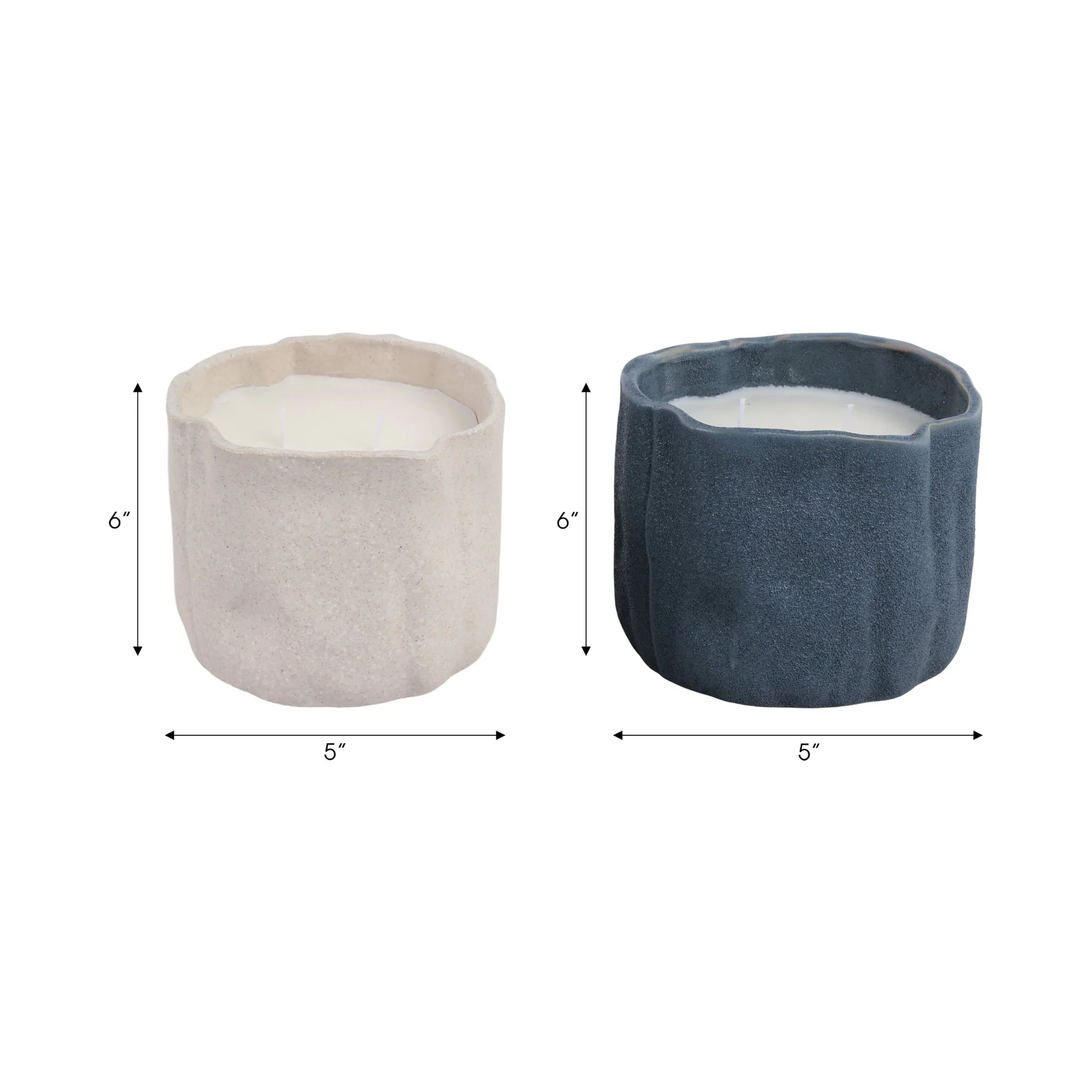 S/2 6" 31 Oz Pink Beach Wavy Candle, Ivory/blue - Image 9
