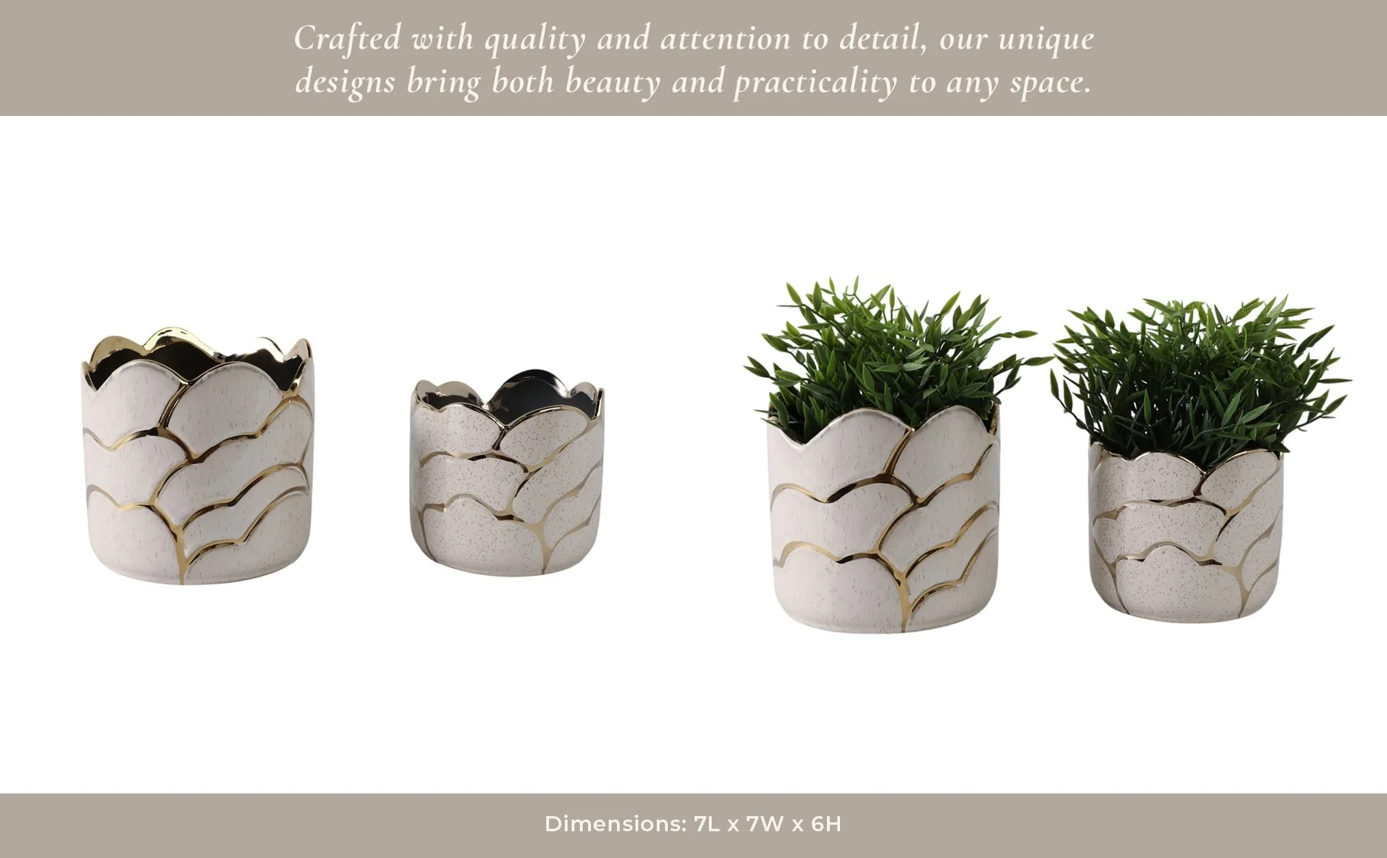 S/2 6/7" Clouds Planter, Ivory/gold - Image 12