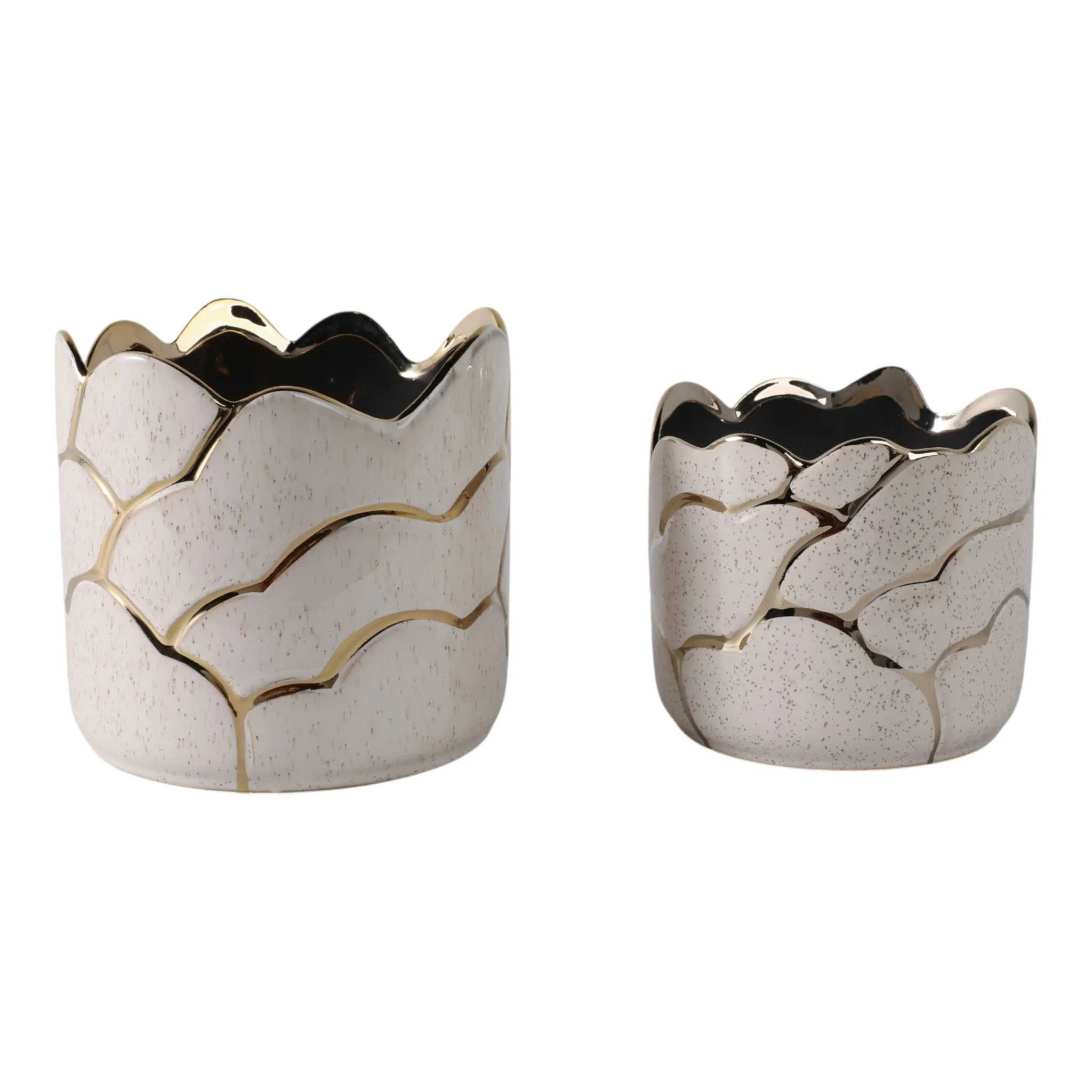 S/2 6/7" Clouds Planter, Ivory/gold - Image 2