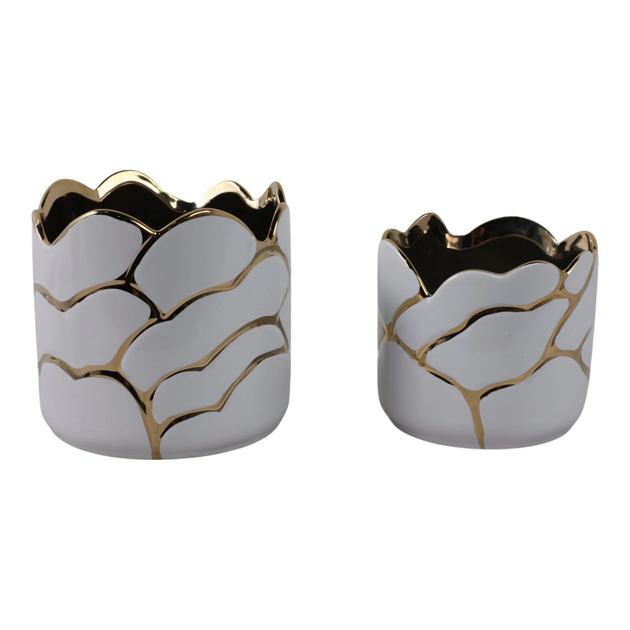 S/2 6/7" Clouds Planter, Wht/gld - Image 3