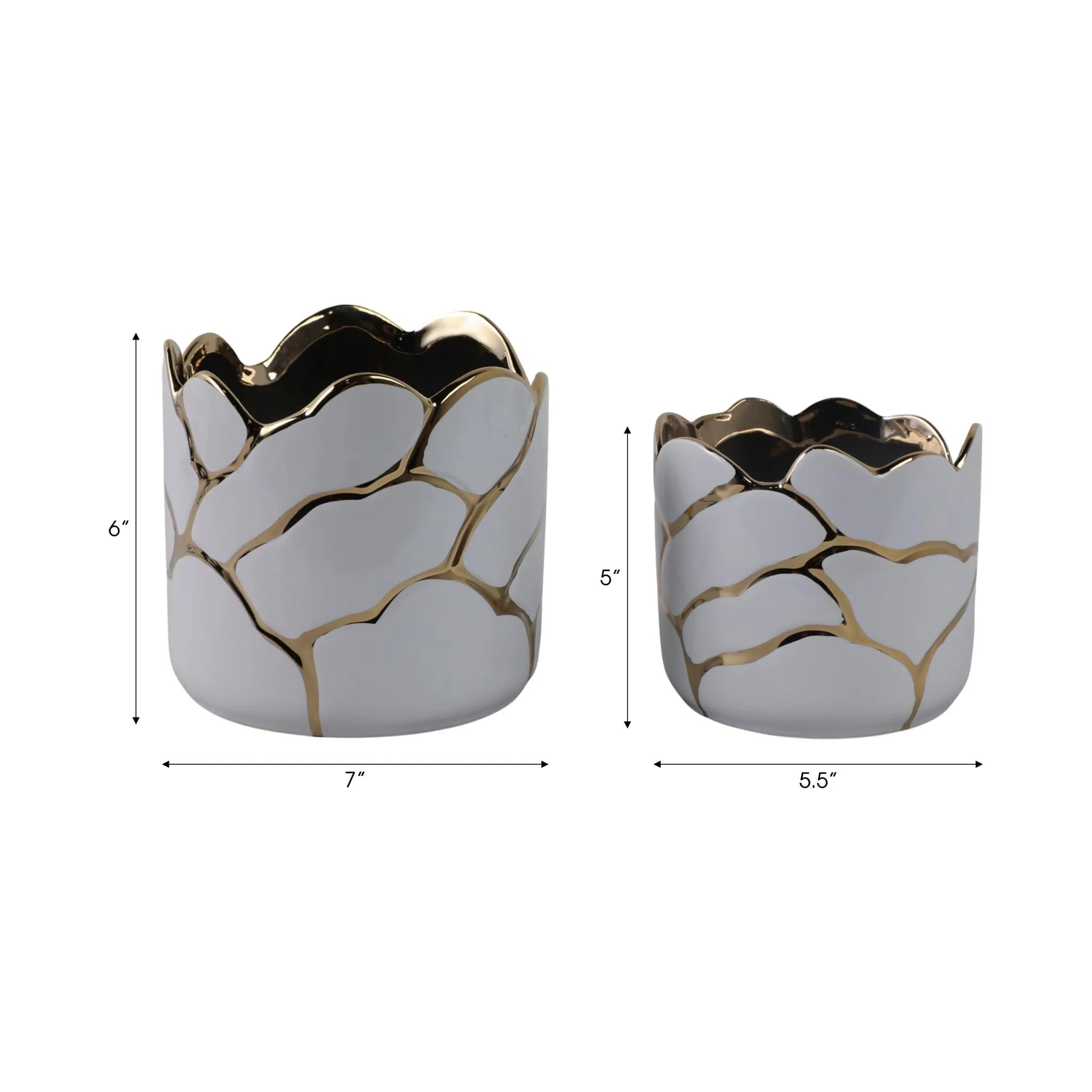 S/2 6/7" Clouds Planter, Wht/gld - Image 8