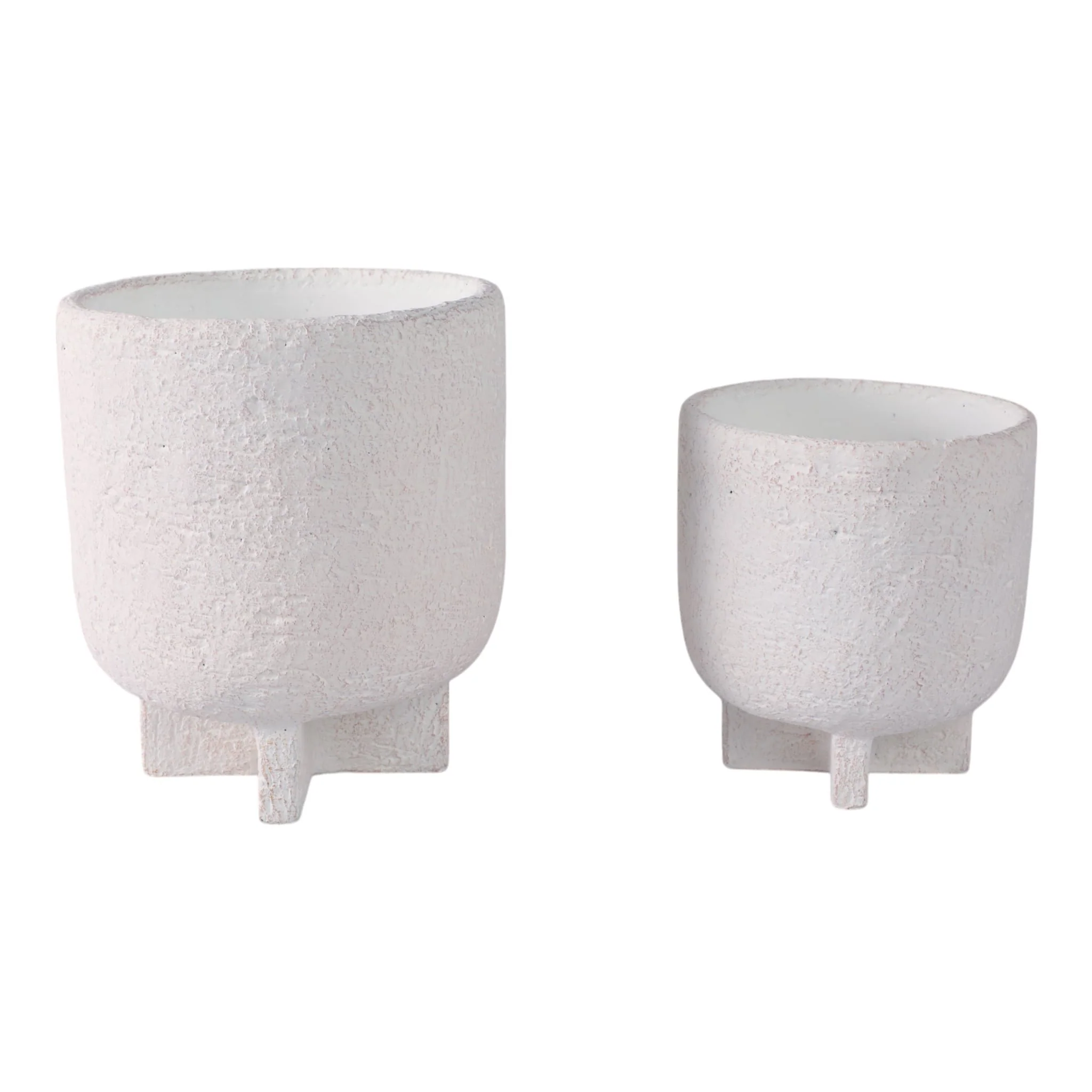 S/2 6/7" Modern Footed Planters, White - Image 2