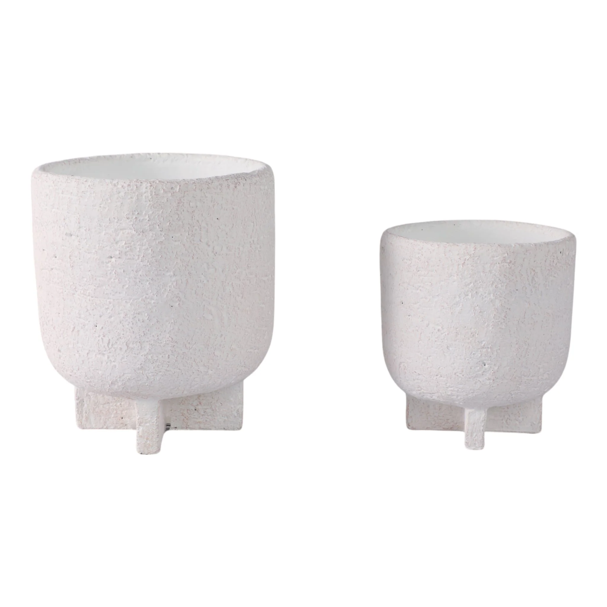 S/2 6/7" Modern Footed Planters, White - Image 3