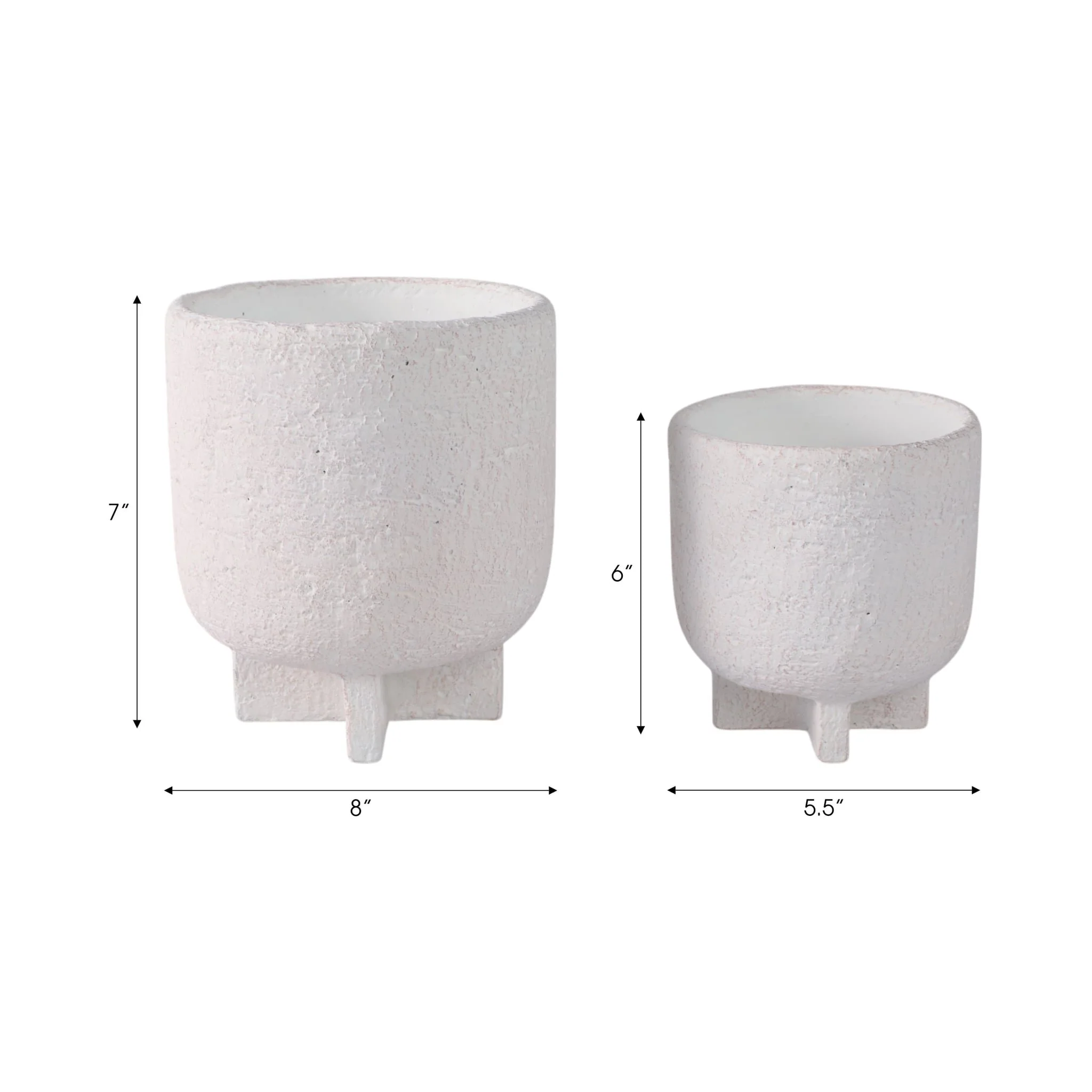 S/2 6/7" Modern Footed Planters, White - Image 7