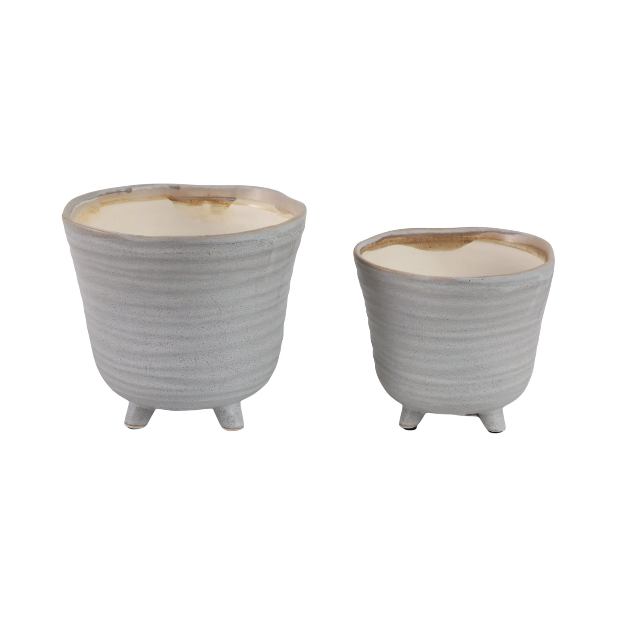 S/2 6/7" Organic Footed Planters, Ivory - Image 3