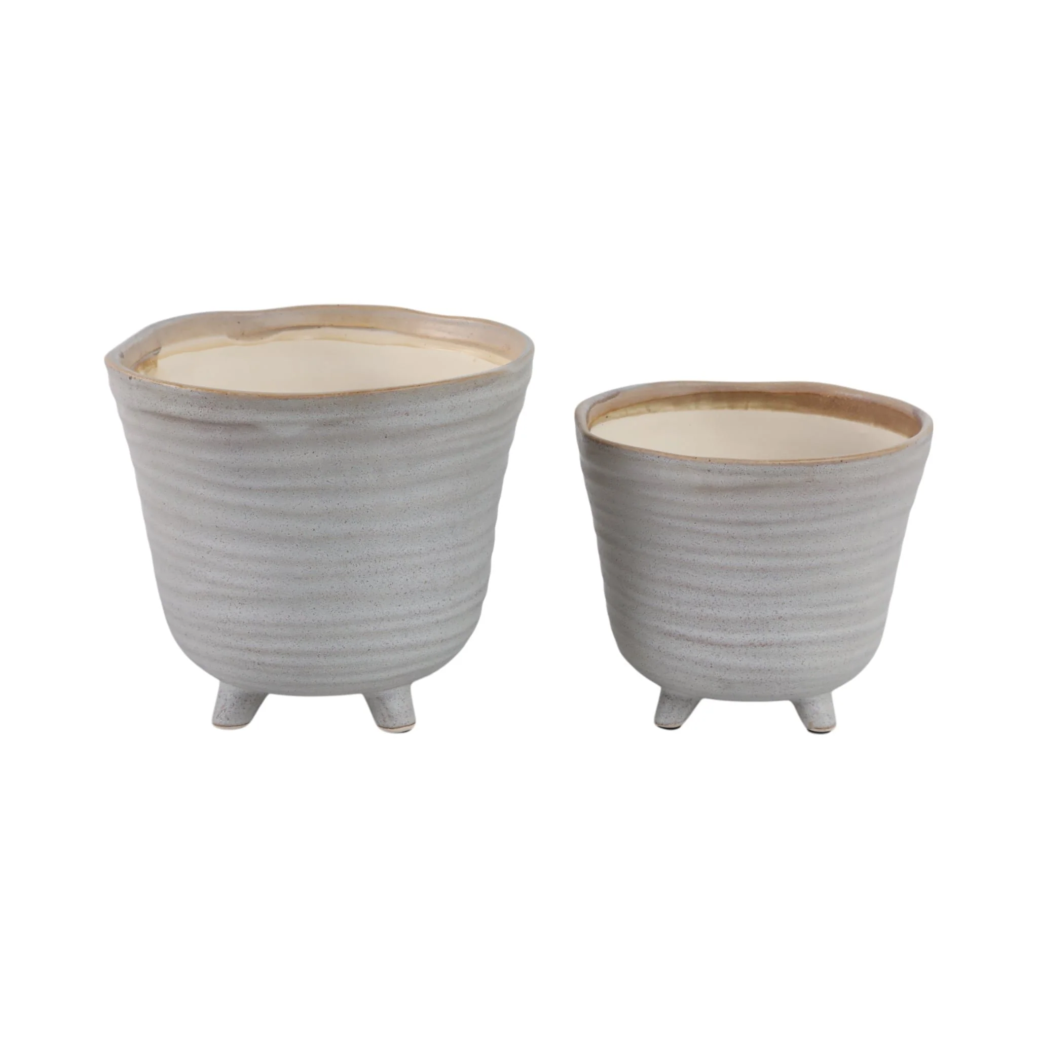 S/2 6/7" Organic Footed Planters, Ivory - Image 4