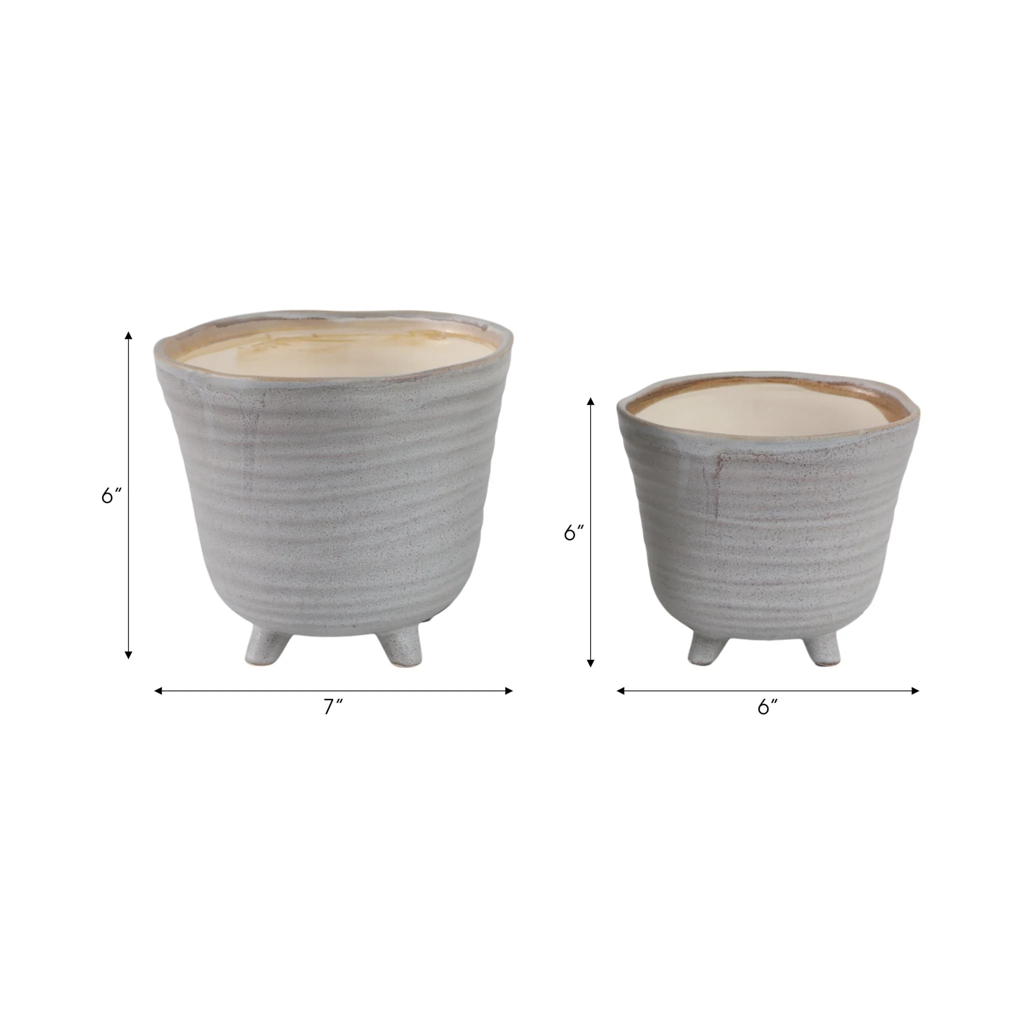 S/2 6/7" Organic Footed Planters, Ivory - Image 8