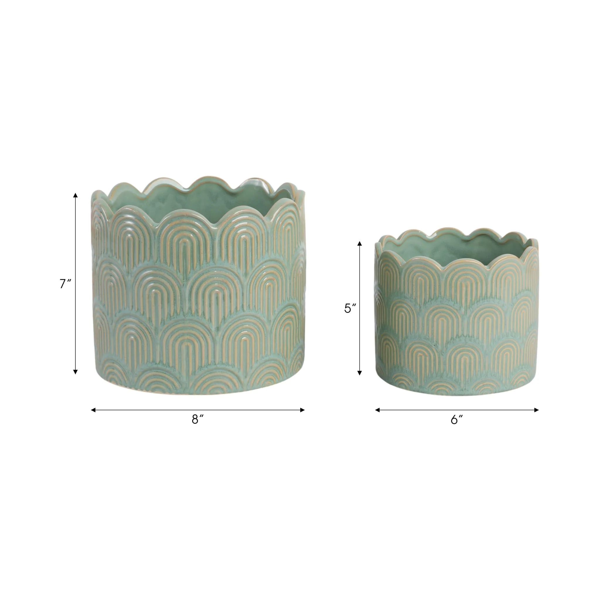 S/2 6/8"  Arch Planters, Sage Green - Image 7