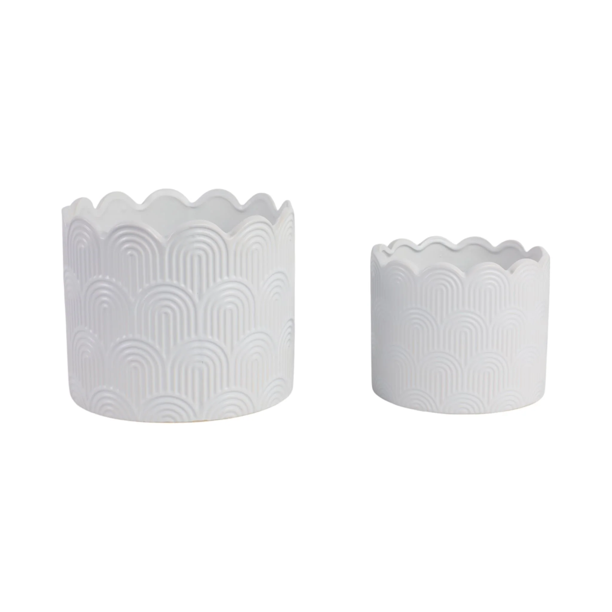 S/2 6/8"  Arch Planters,  White - Image 3