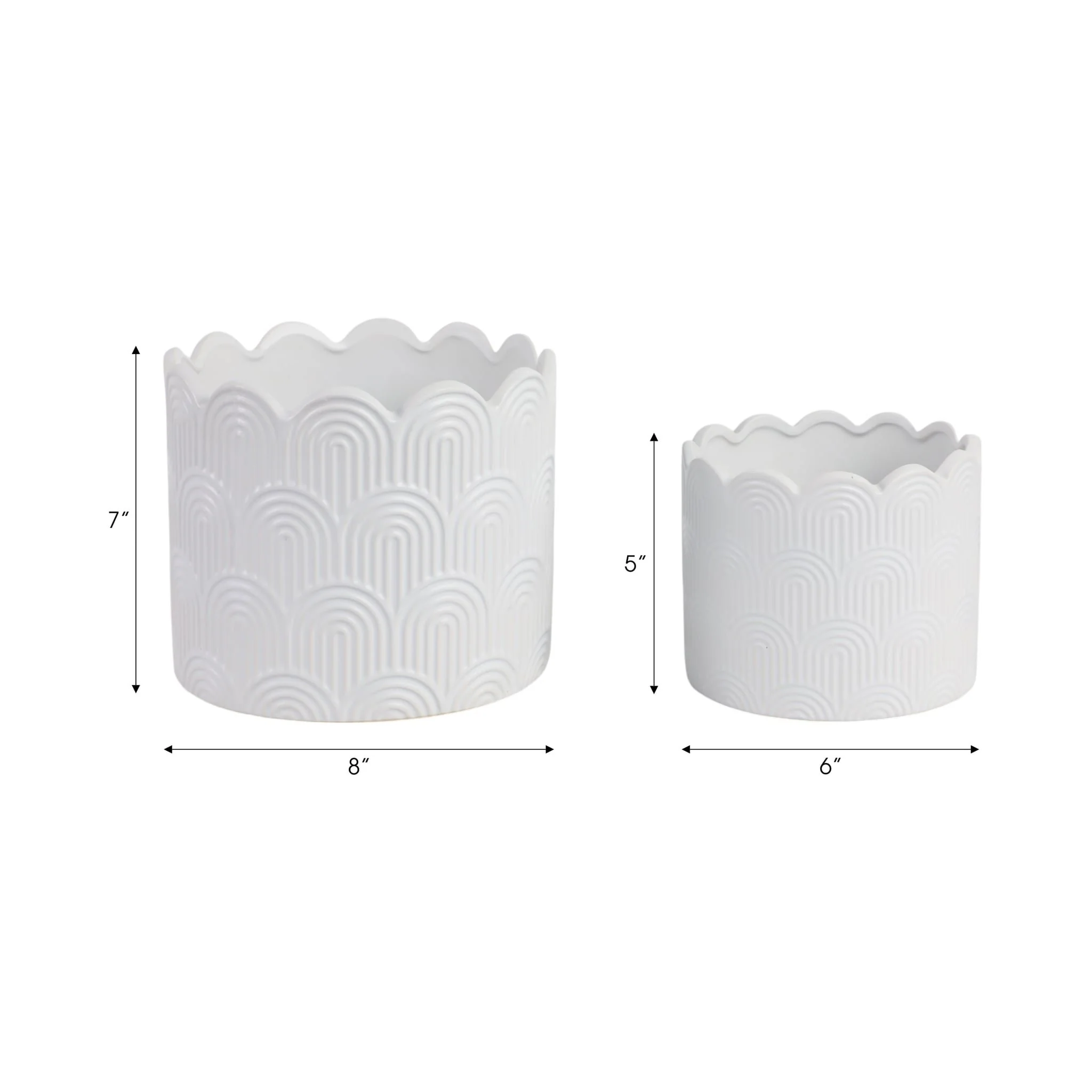 S/2 6/8"  Arch Planters,  White - Image 6