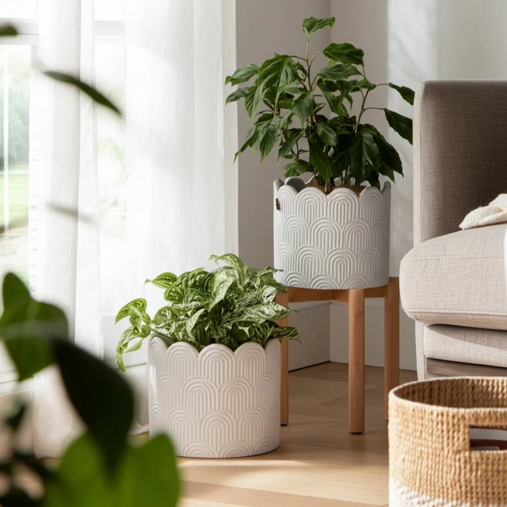S/2 6/8"  Arch Planters,  White - Image 8