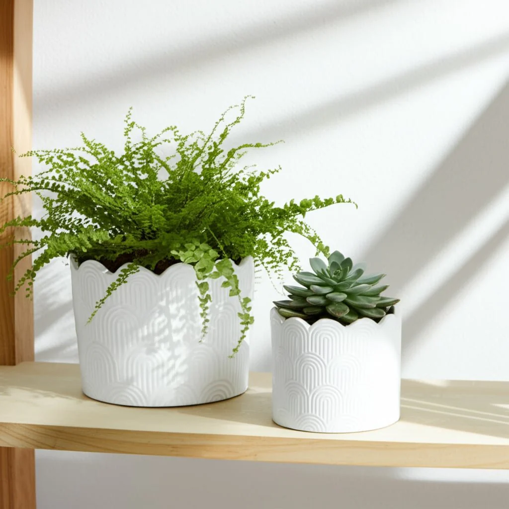 S/2 6/8"  Arch Planters,  White - Image 9