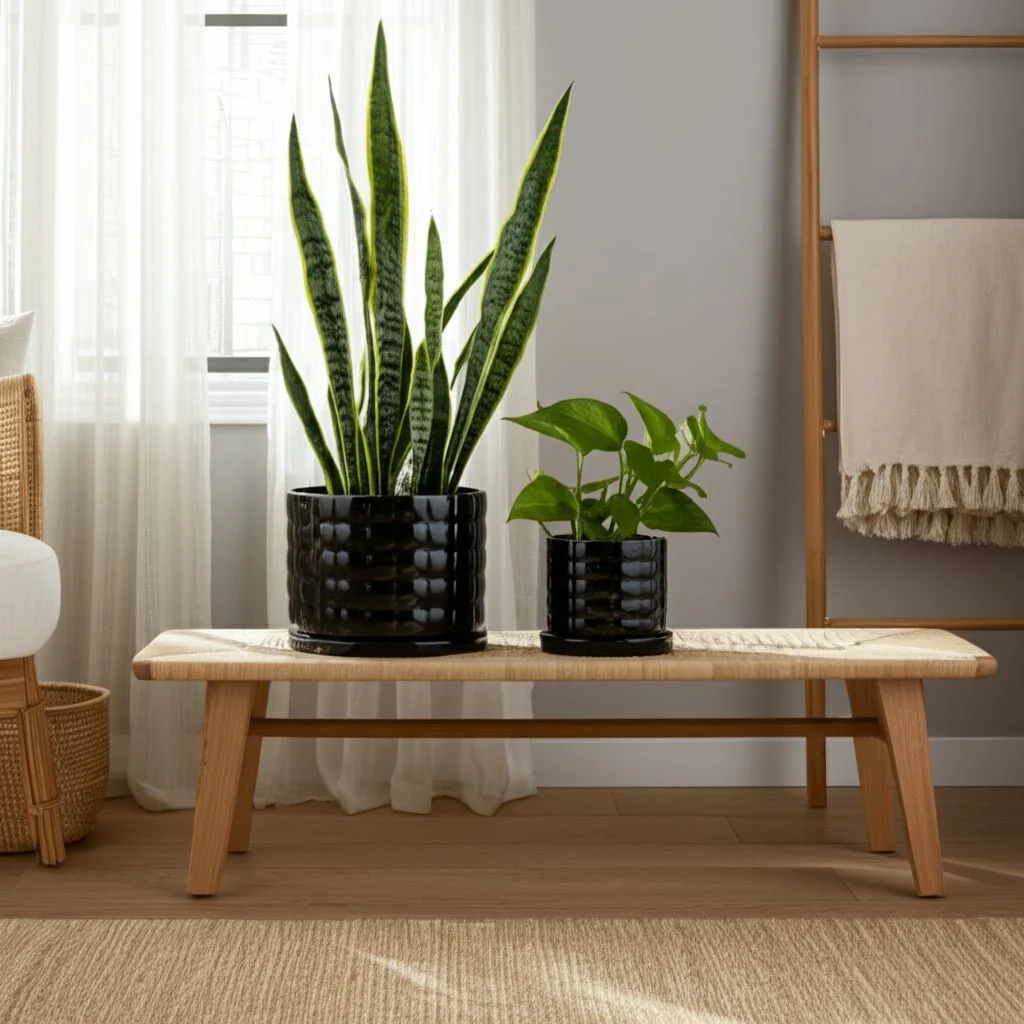 S/2 6/8" Bubble Planter, Black - Image 10
