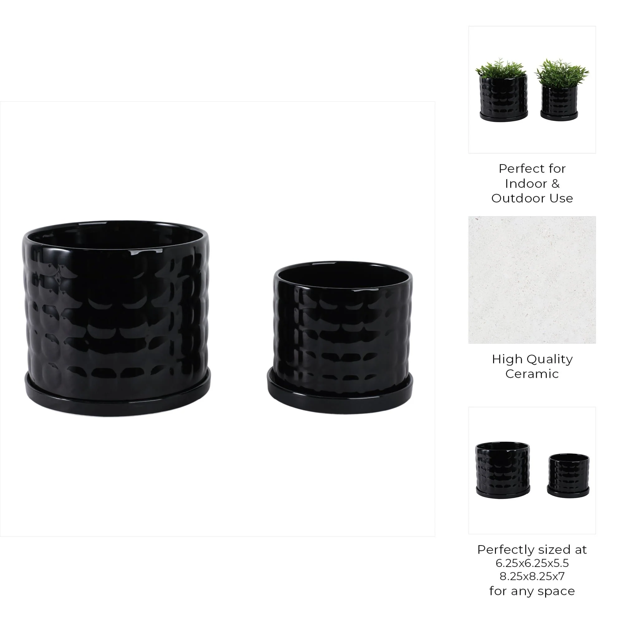 S/2 6/8" Bubble Planter, Black - Image 9