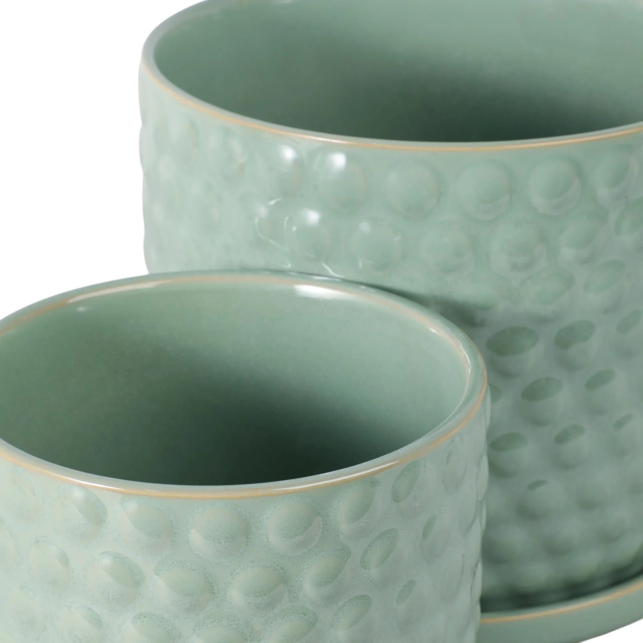 S/2 6/8" Bubble Planter W/ Saucer, Sage Green - Image 6
