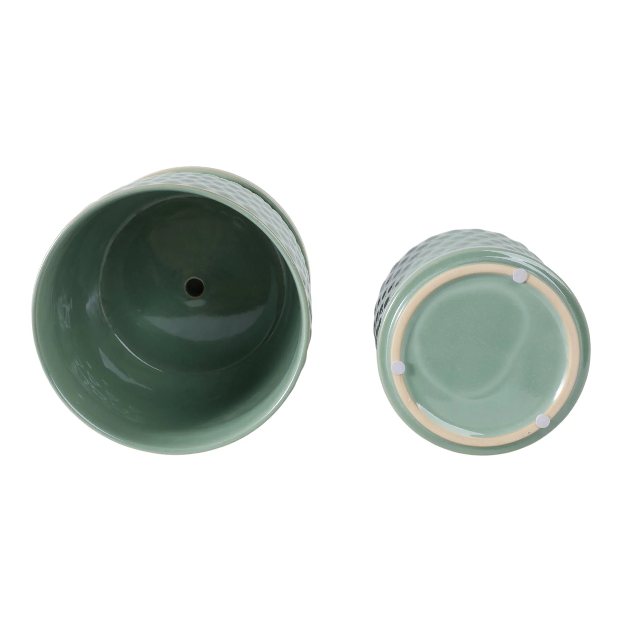 S/2 6/8" Bubble Planter W/ Saucer, Sage Green - Image 7