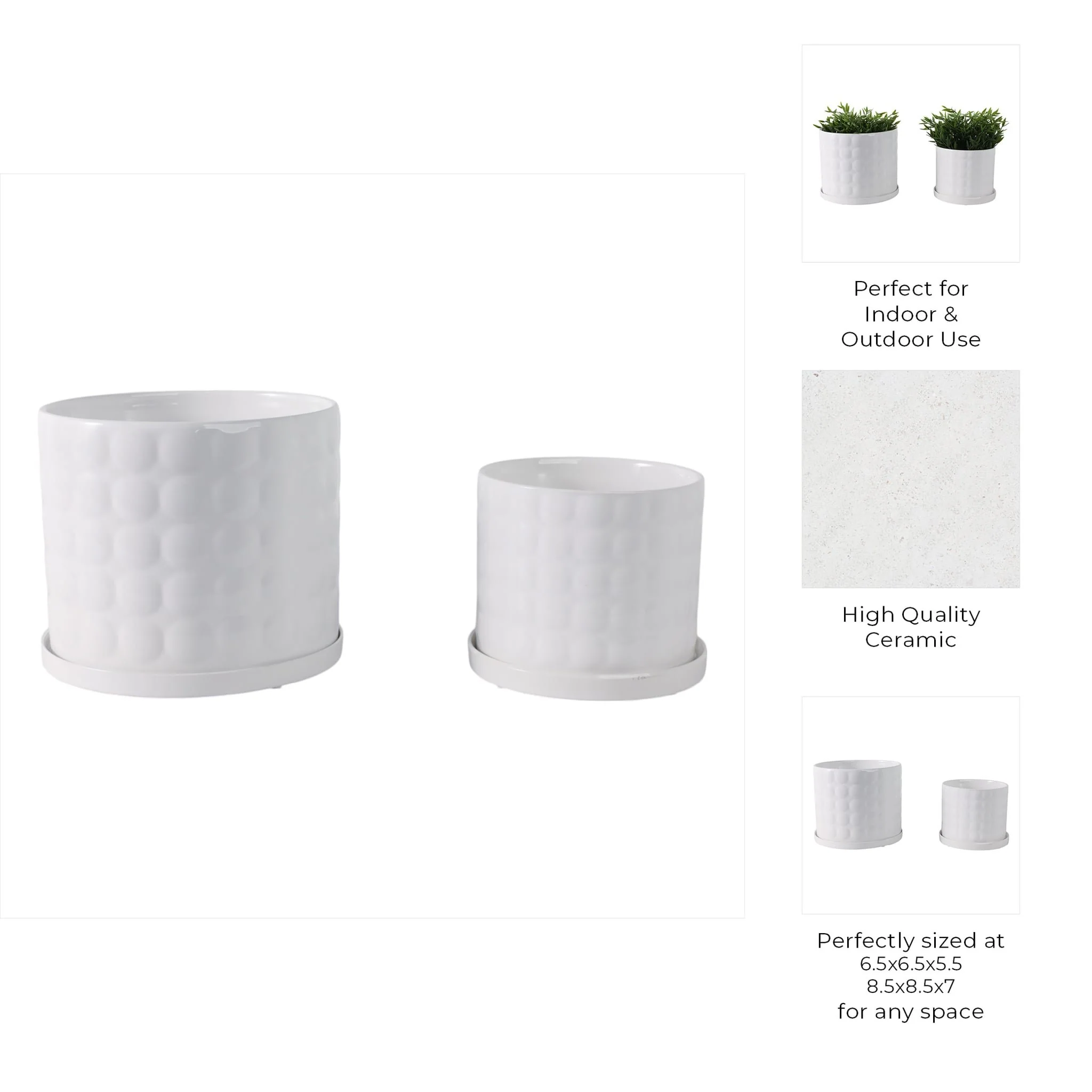 S/2 6/8" Bubble Planter. White - Image 8