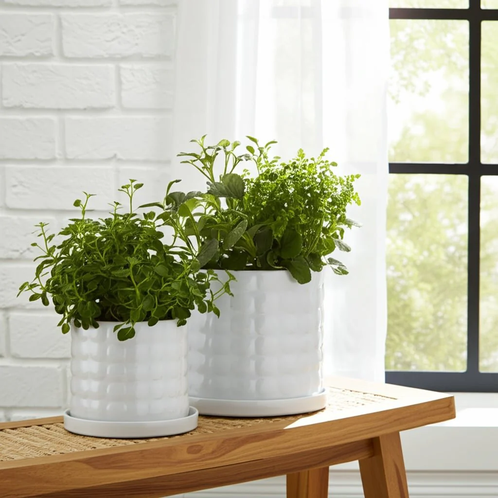 S/2 6/8" Bubble Planter. White - Image 9